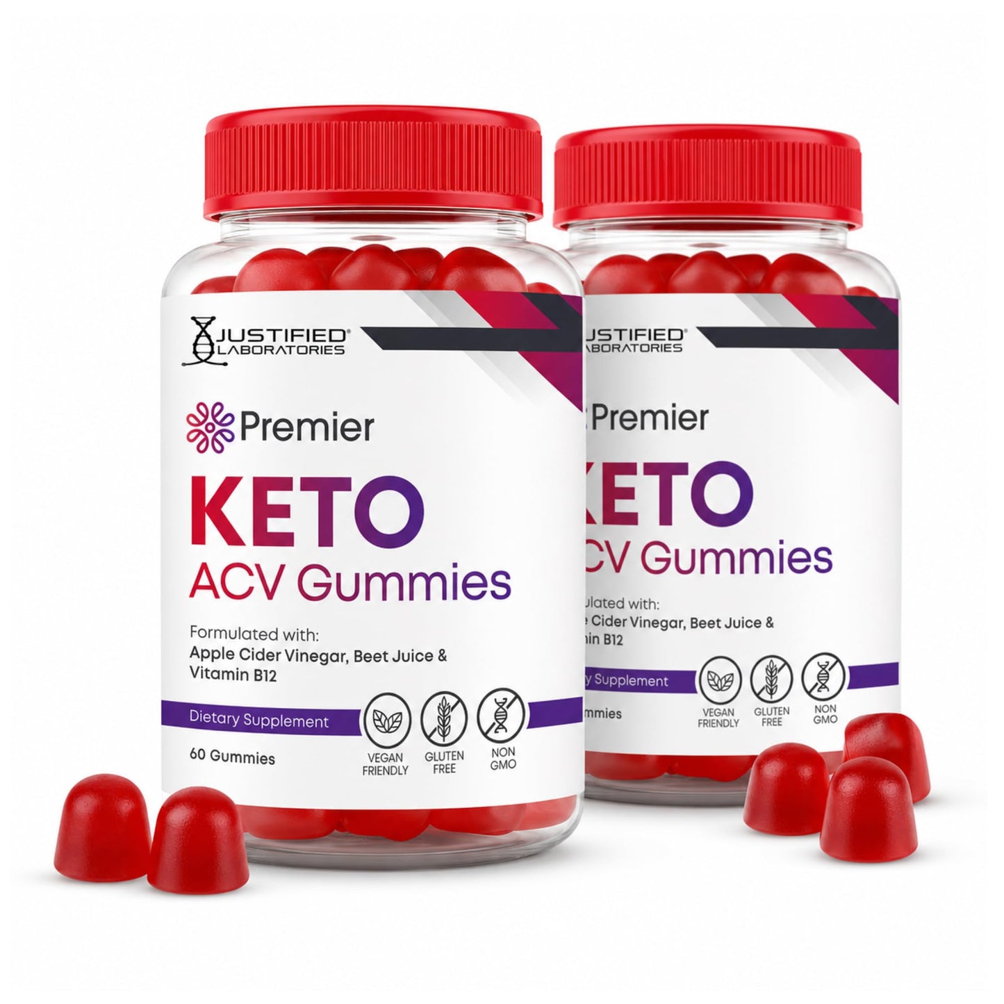 Justified Laboratories Premier Keto ACV Gummies (1000 mg), Gummy, 120 Count