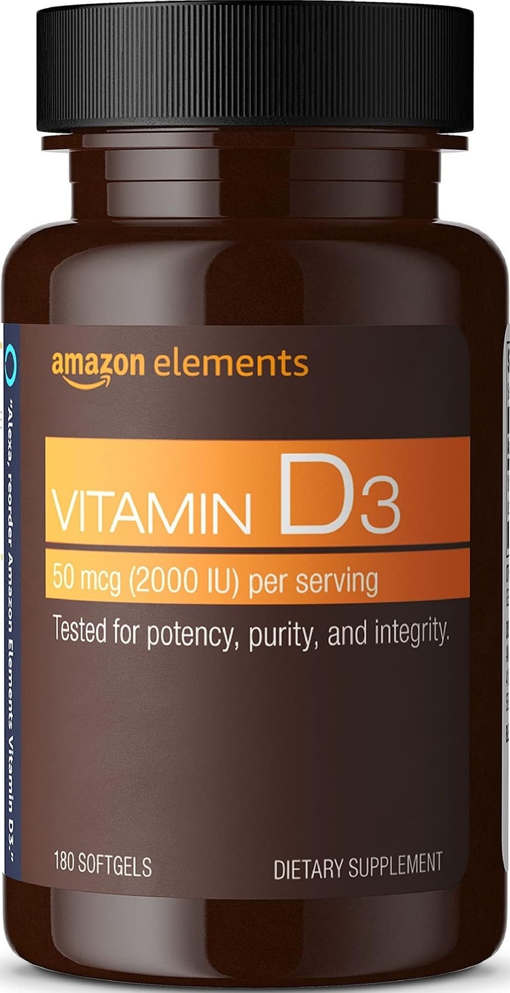 Amazon Elements Vitamin D3 2000 IU Softgels 180