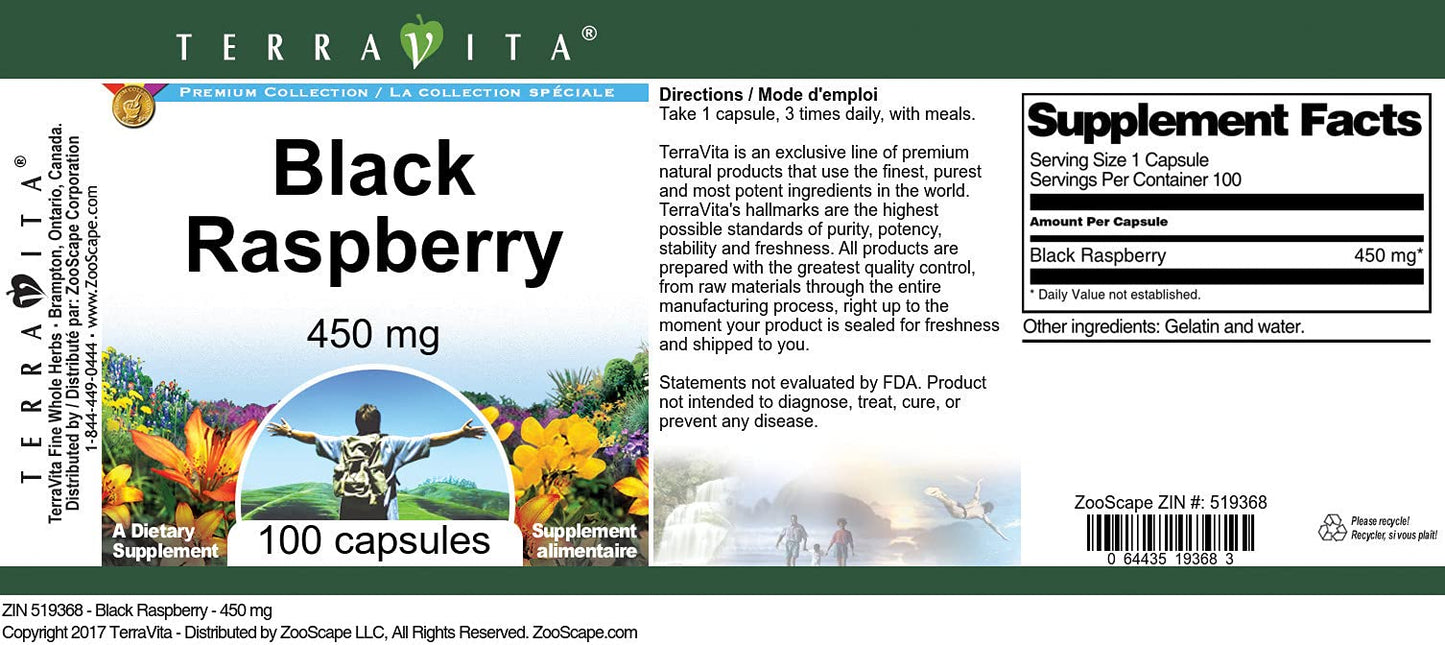 Terravita Black Raspberry 450 mg Capsules, 300 Count