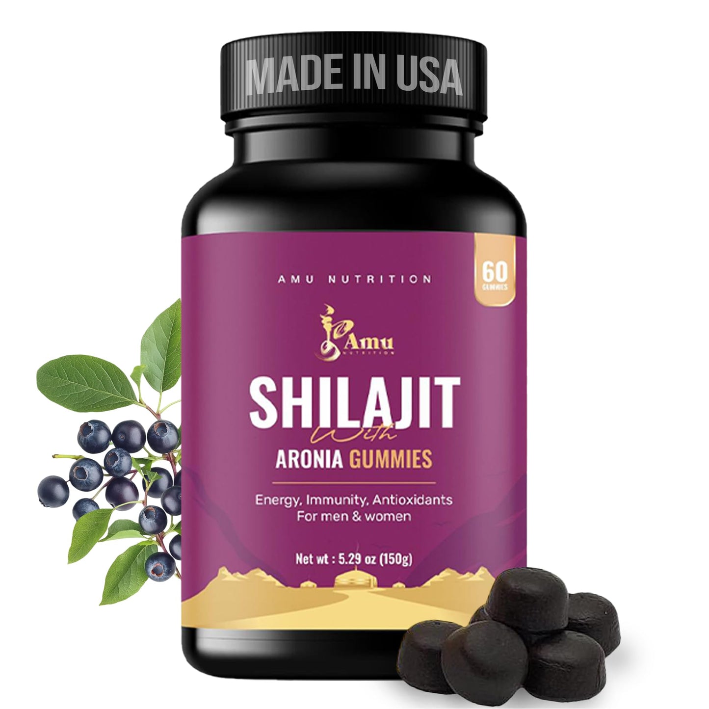 AMU NUTRITION Shilajit Gummies, 60 Count
