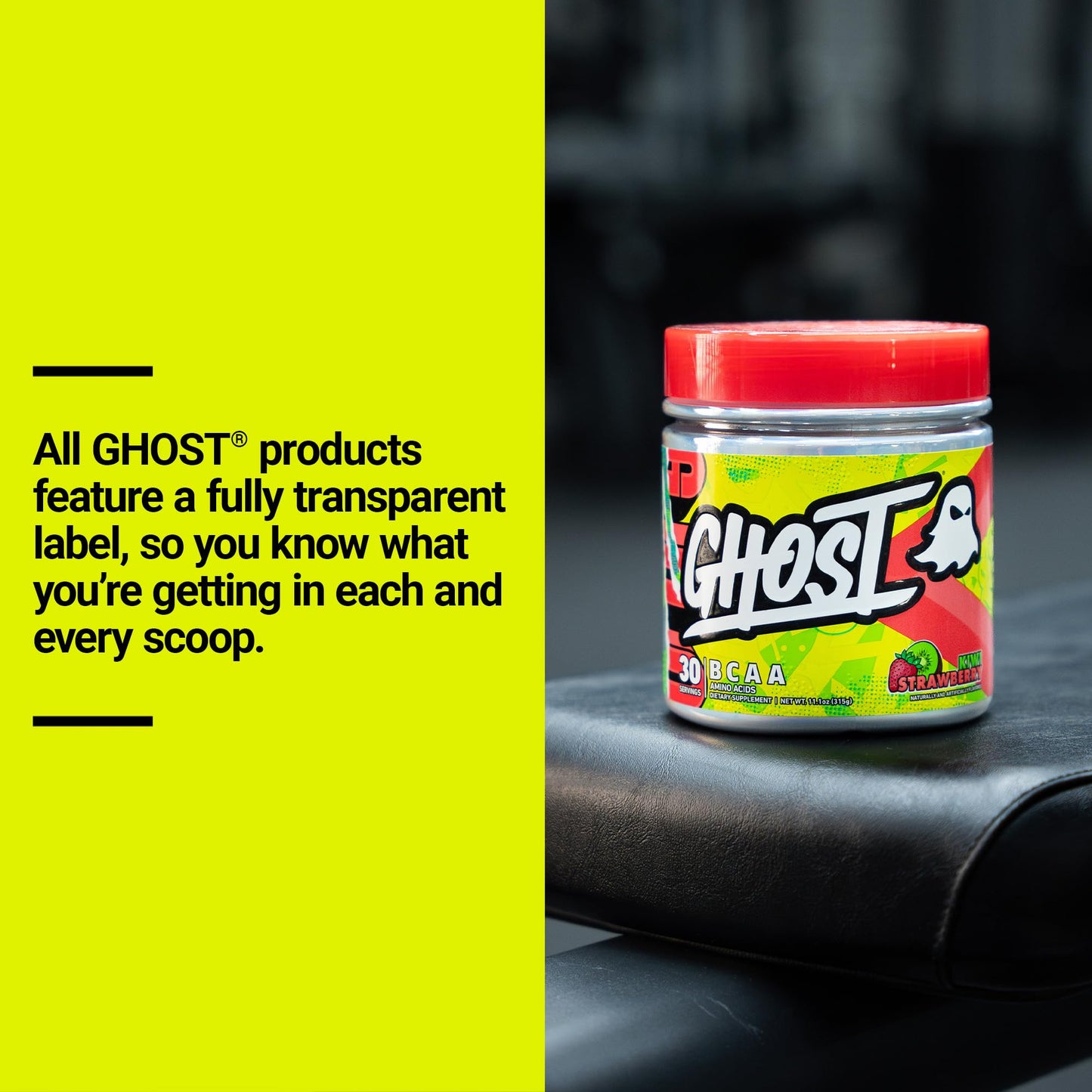 GHOST BCAA Powder Amino Acids Supplement, 11.1 Ounce