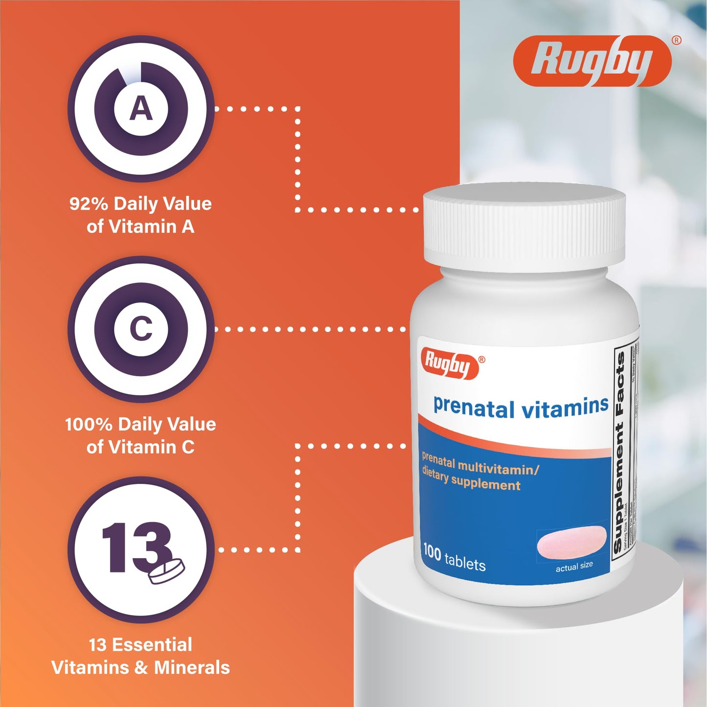 Rugby Laboratories Prenatal Vitamins 300 Tablets
