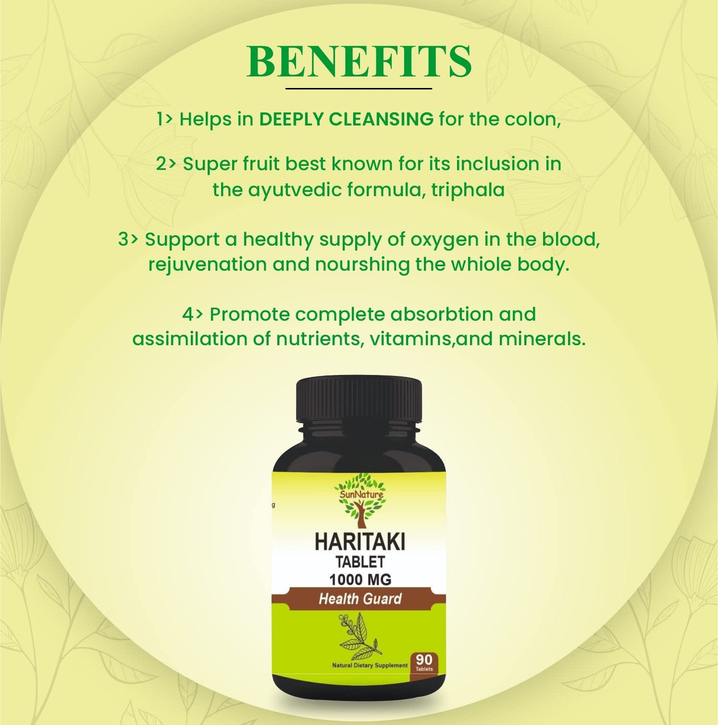 SunNature Haritaki 90 Tablets, 1000 mg