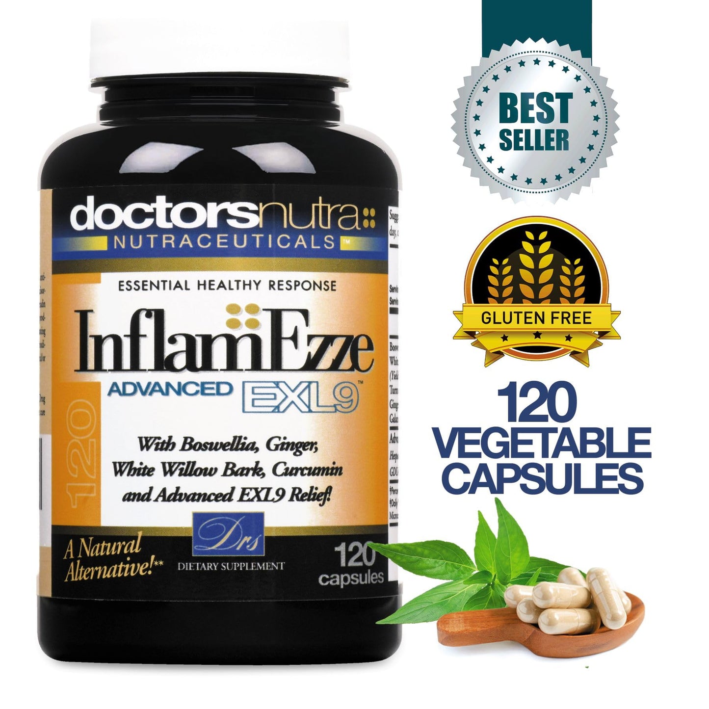 Doctors Nutra Nutraceuticals InflamEzze Turmeric Curcumin Ginger Supplement Capsule 120