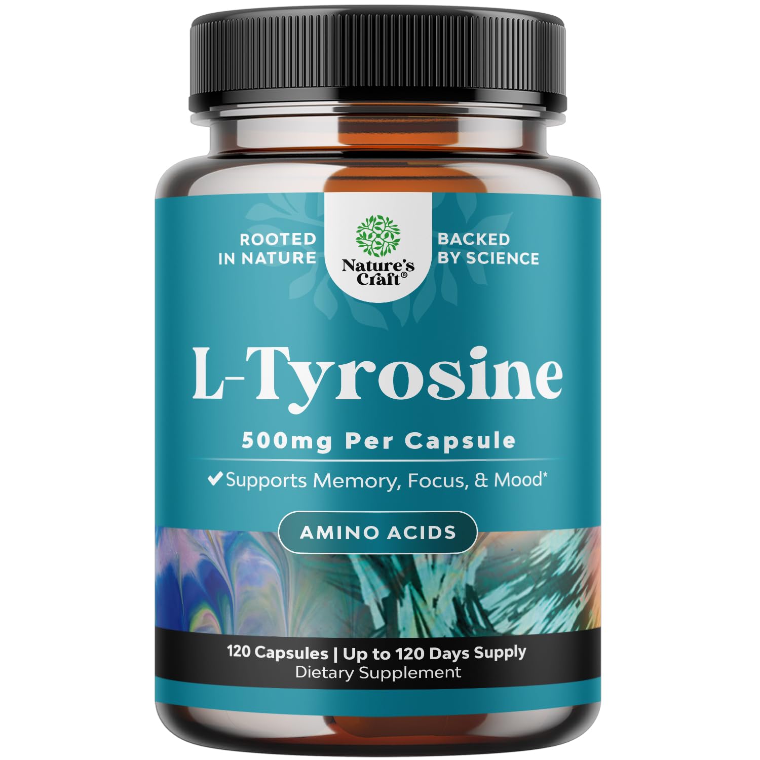 Natures Craft Free Form L-Tyrosine 500mg Capsules, 120 Count
