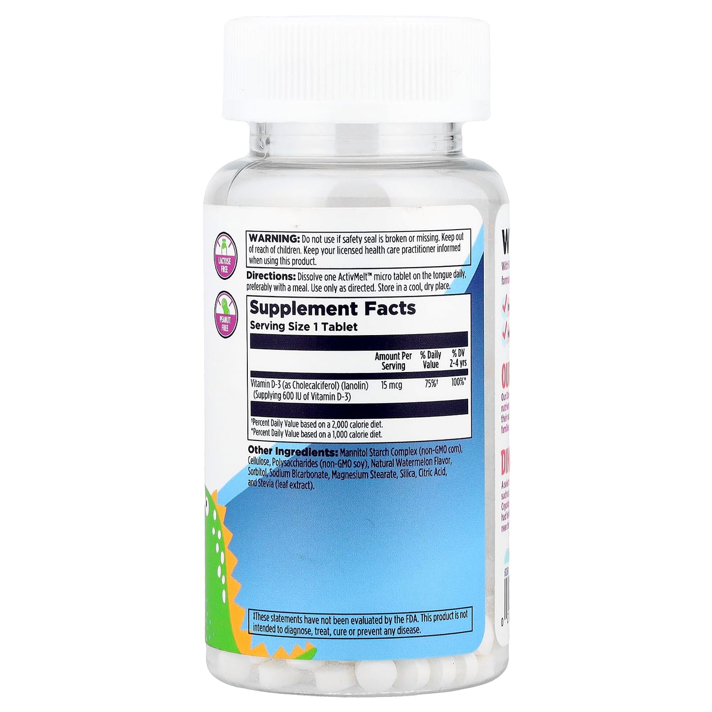 KAL 600 IU Watermelon D-rex Tablets, 120 Count