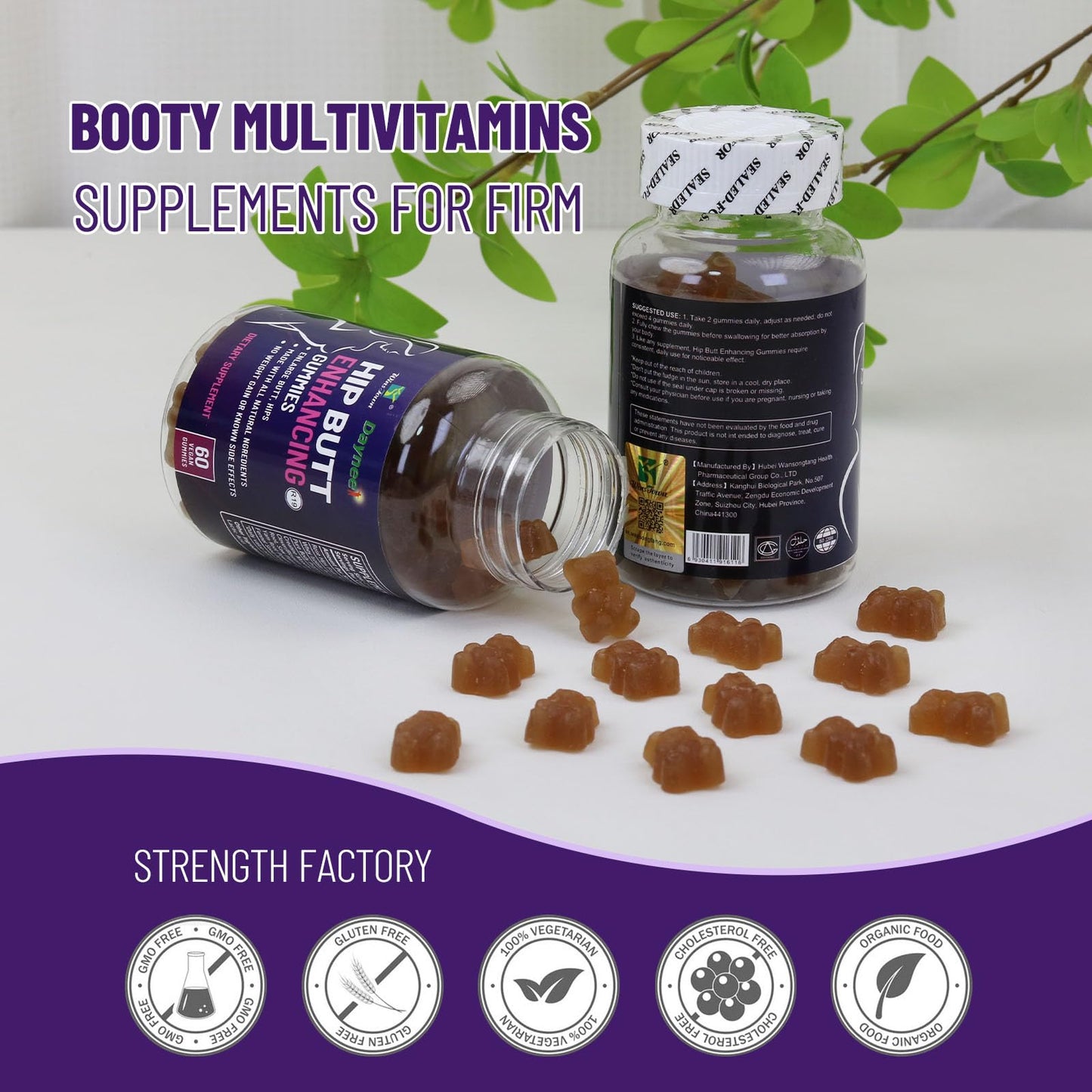 Wins Town Hip Glute & Curve Support Gummies for Women, 60 Count