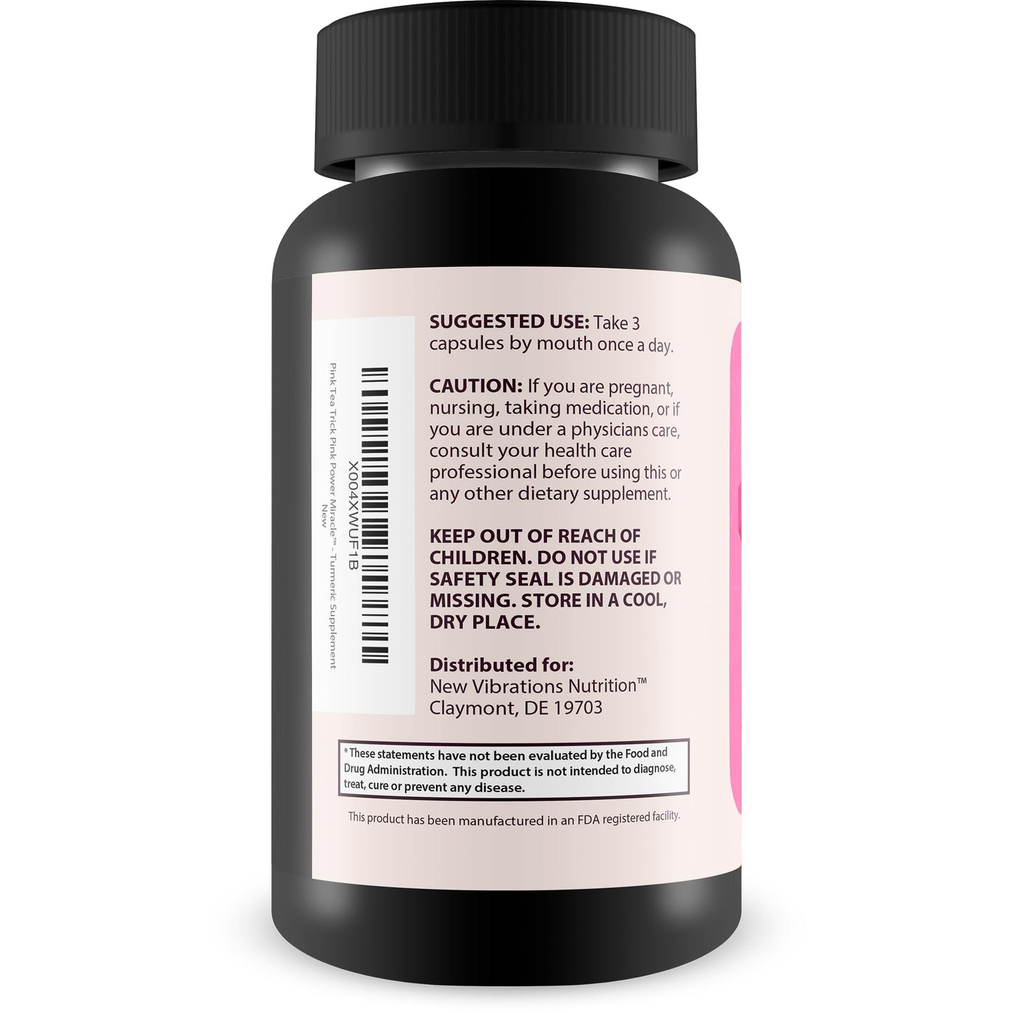 New Vibrations Nutrition Pink Tea Trick Turmeric Green Tea Capsules, 90 Count