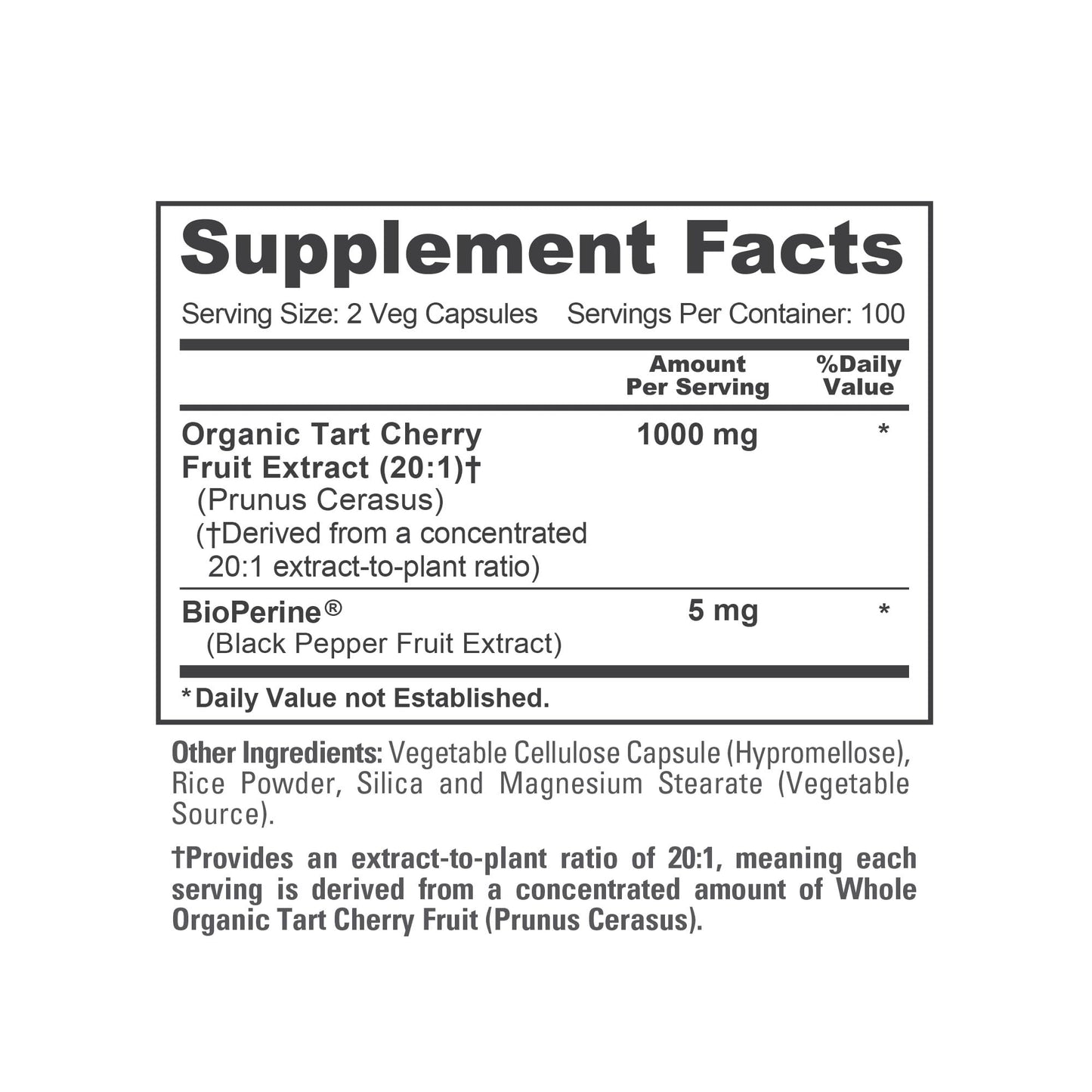 NusaPure Tart Cherry Capsules, 1000 mg, 200 Veg Capsules