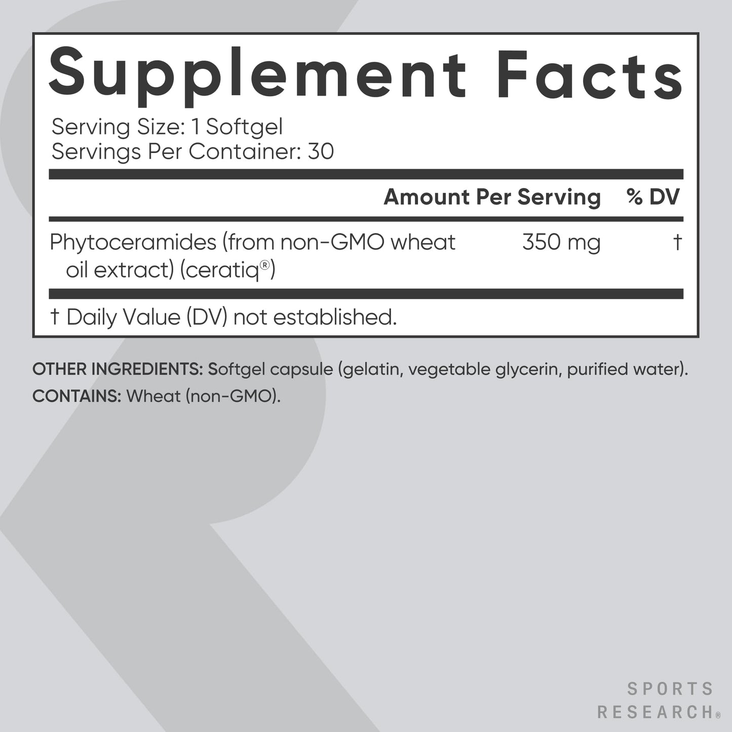 Sports Research Phytoceramides 350mg Softgels 30 Count