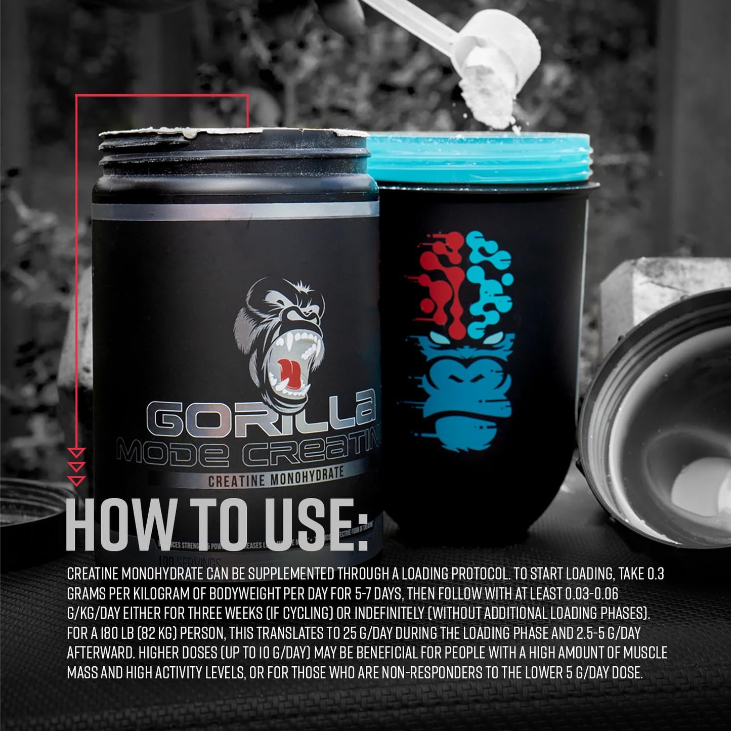Gorilla Mind Creatine Monohydrate Micronized Powder, 100 Servings