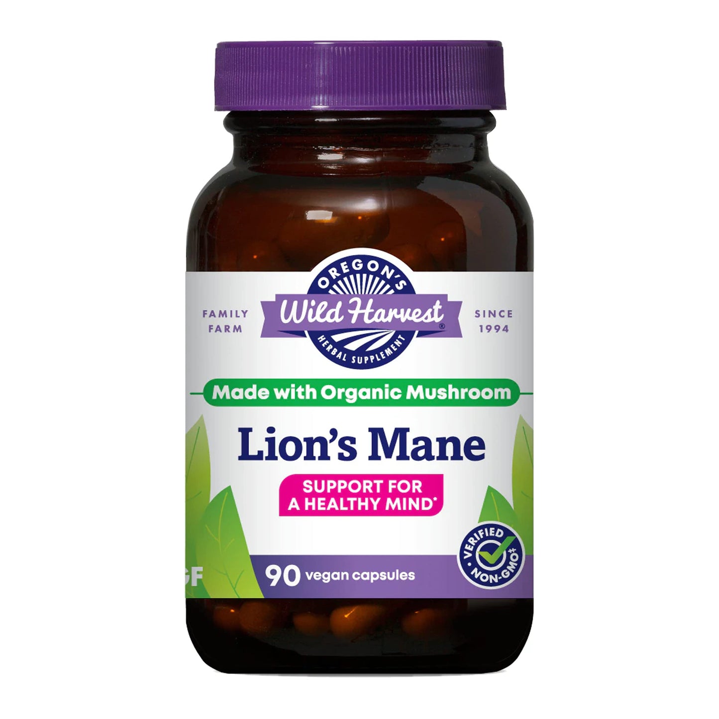Oregon's Wild Harvest Lion's Mane Organic Herbal Supplement, Capsules, 90 Count