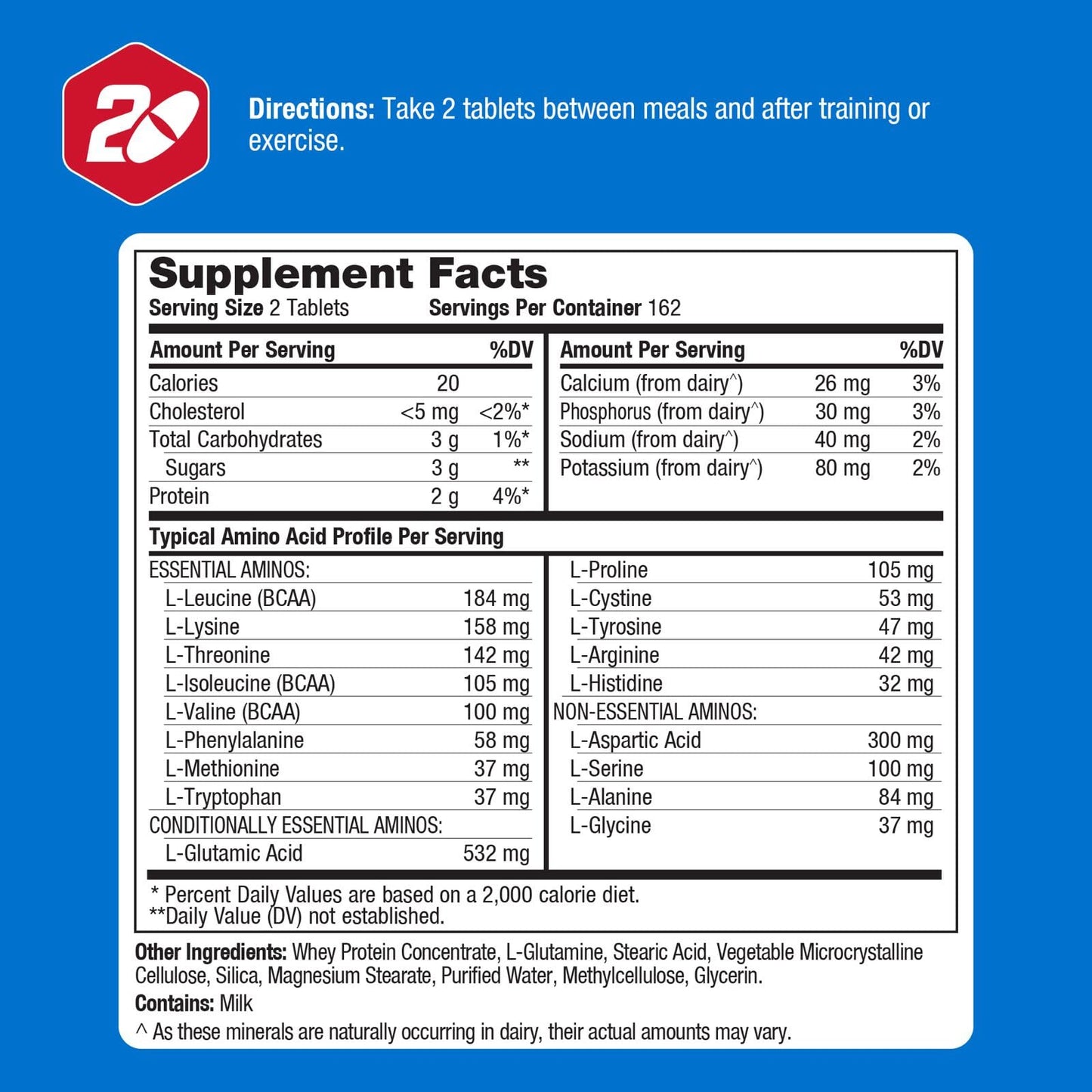 ProLab Amino 2000 Essential Amino Acids Supplement, Tablet, 325 Tablets