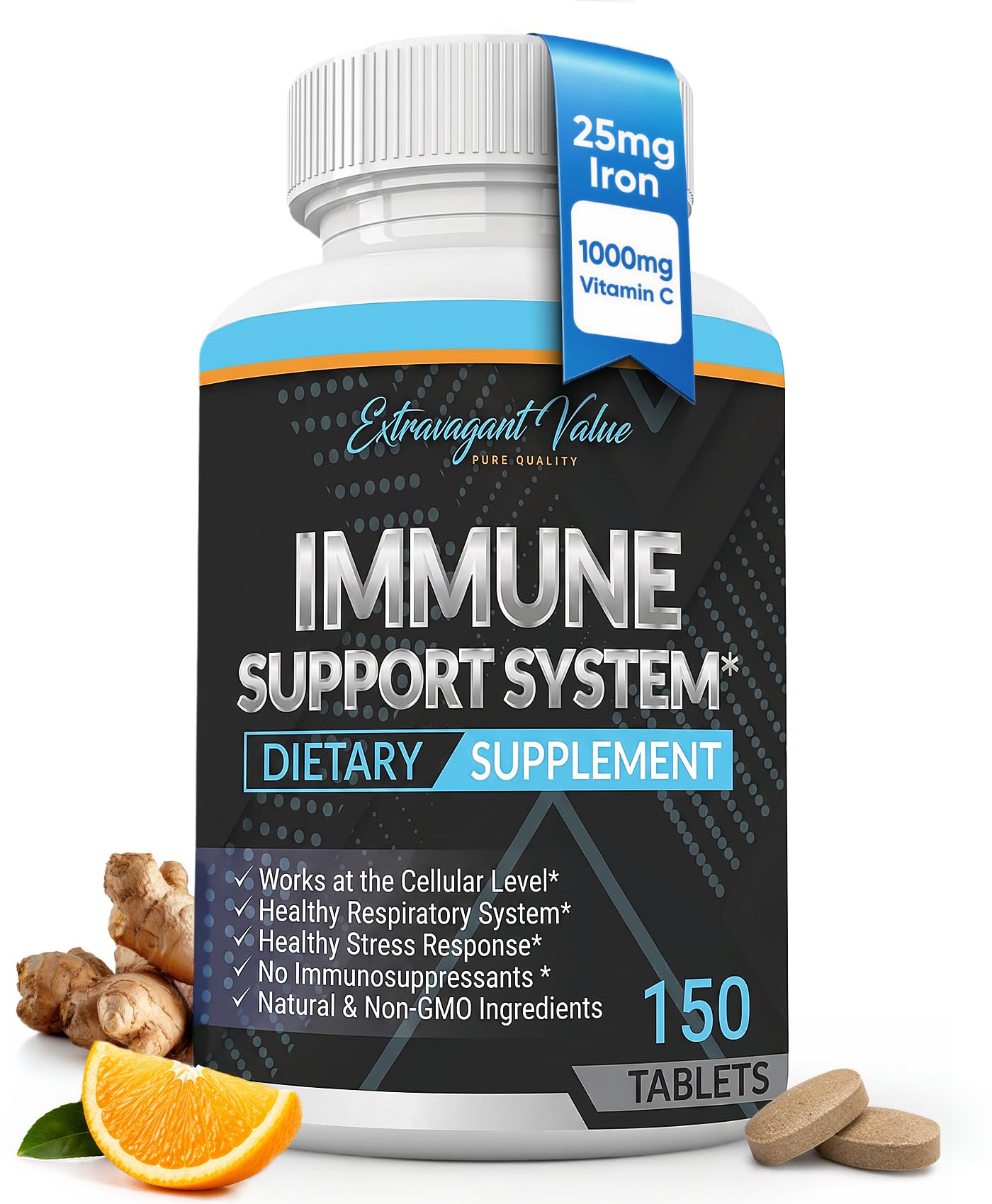 Extravagant Value Immune Support Supplement for Men and Women 150 Tablets