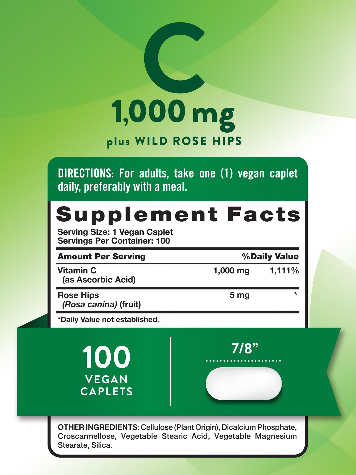 Nature's Truth Vitamin C 1000 mg with Rose Hips Caplets 100 Count