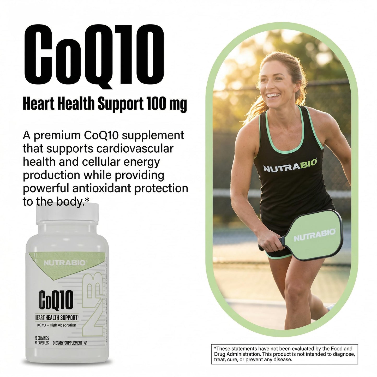 NutraBio CoQ10 Dietary Supplement 60 Capsules