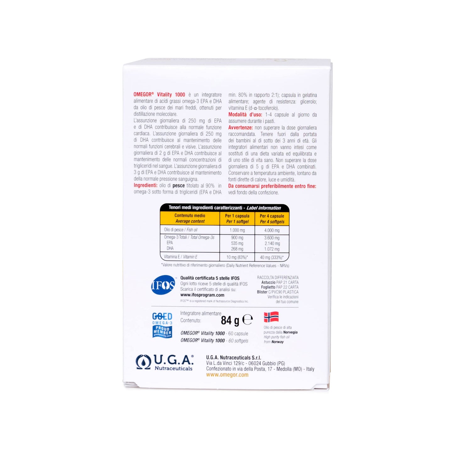 OMEGOR Omega 3 1000mg Fish Oil Softgel 90 Count