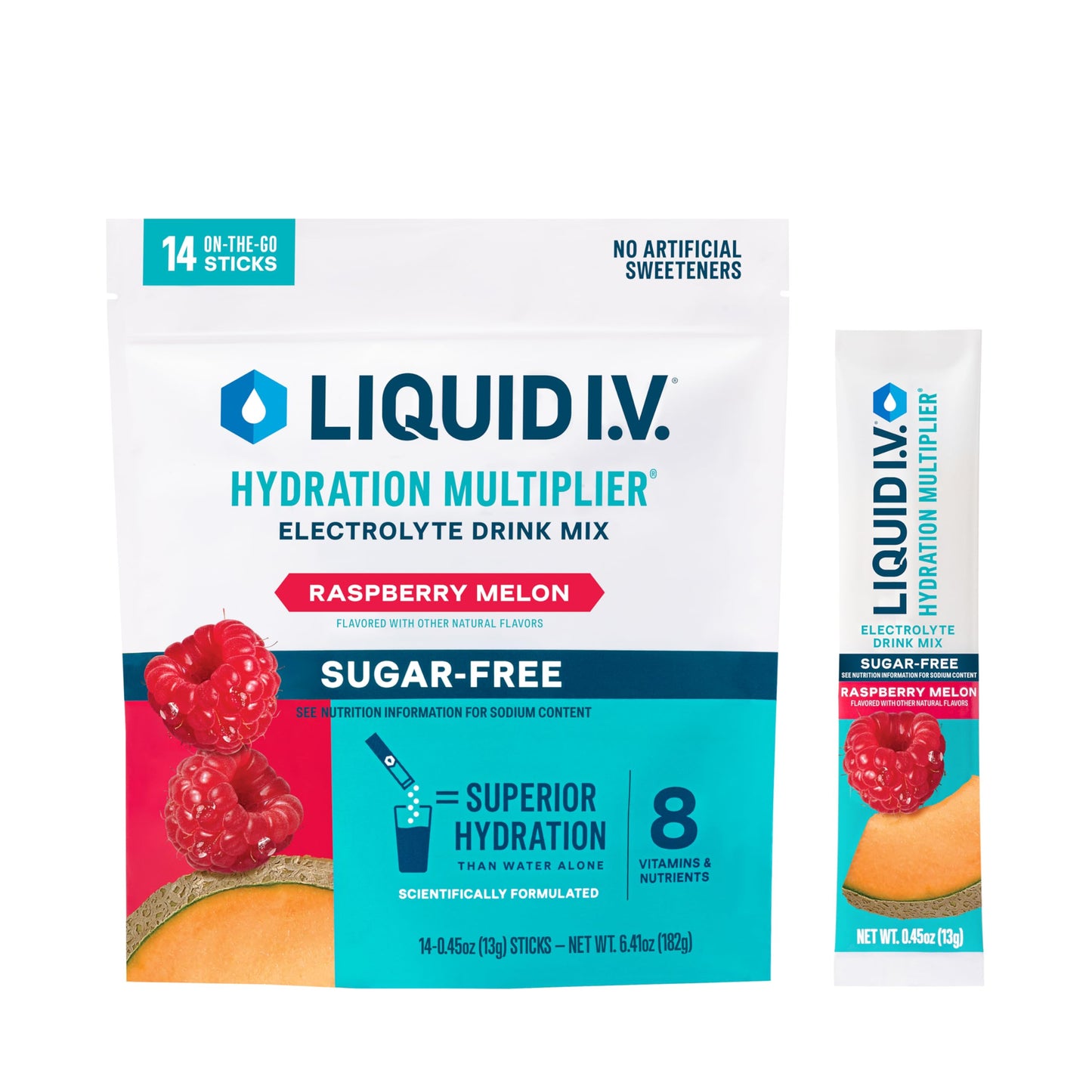 Liquid I.V. Hydration Multiplier Sugar-Free Raspberry Melon Powder 6.41 oz (14 Servings)