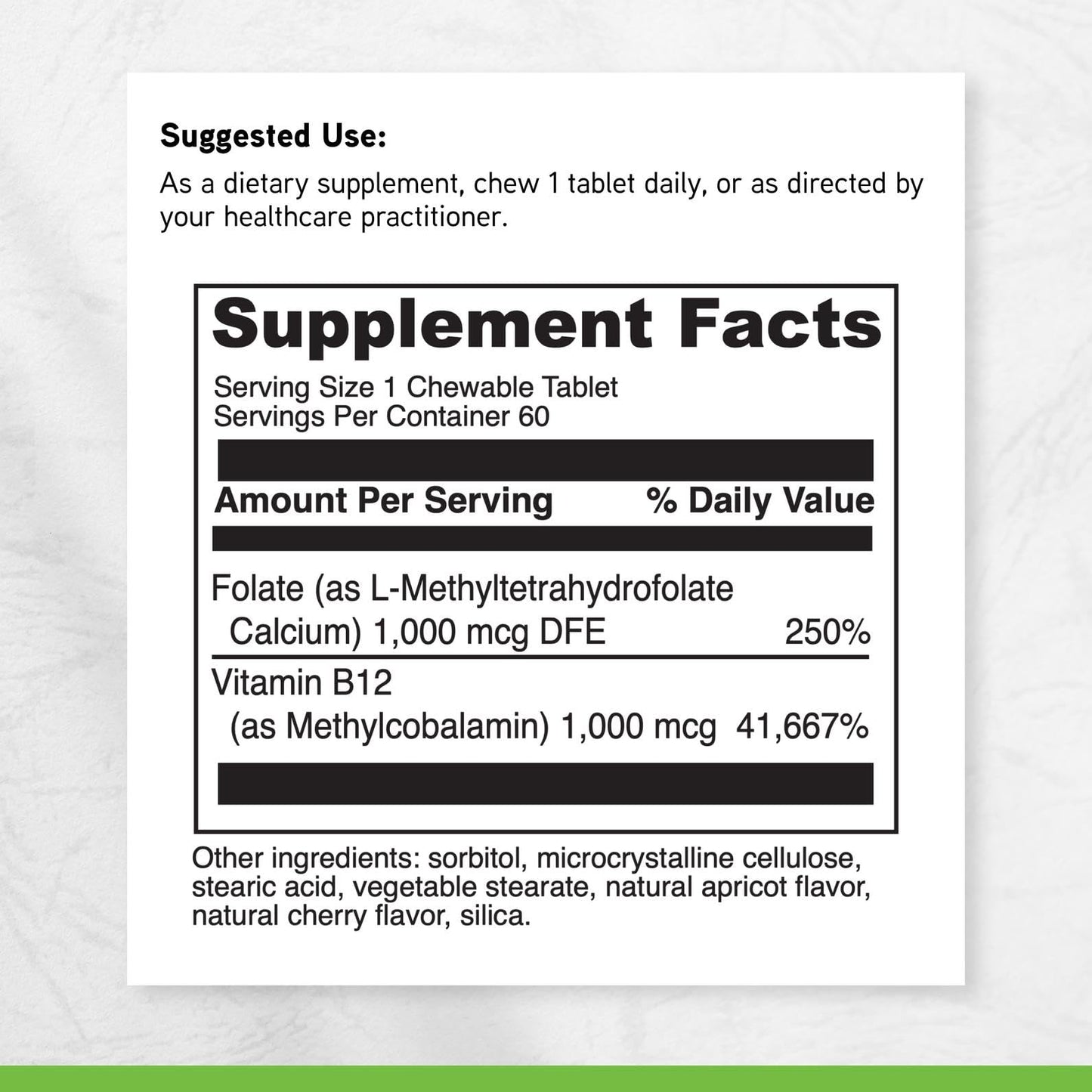 DAVINCI Active Folate B12 Tablet, 60 Count