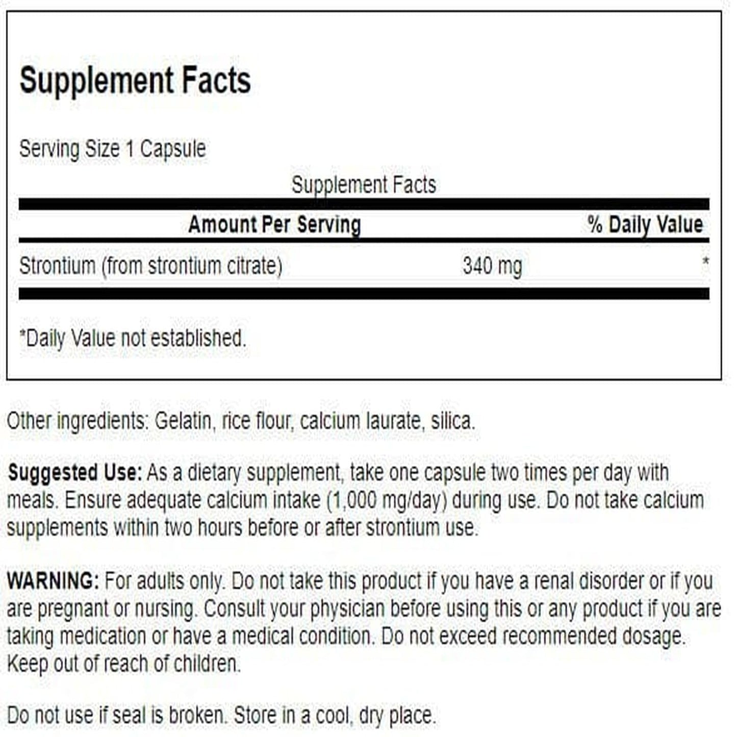 Swanson Premium Brand Strontium Citrate 340 mg Capsules 120