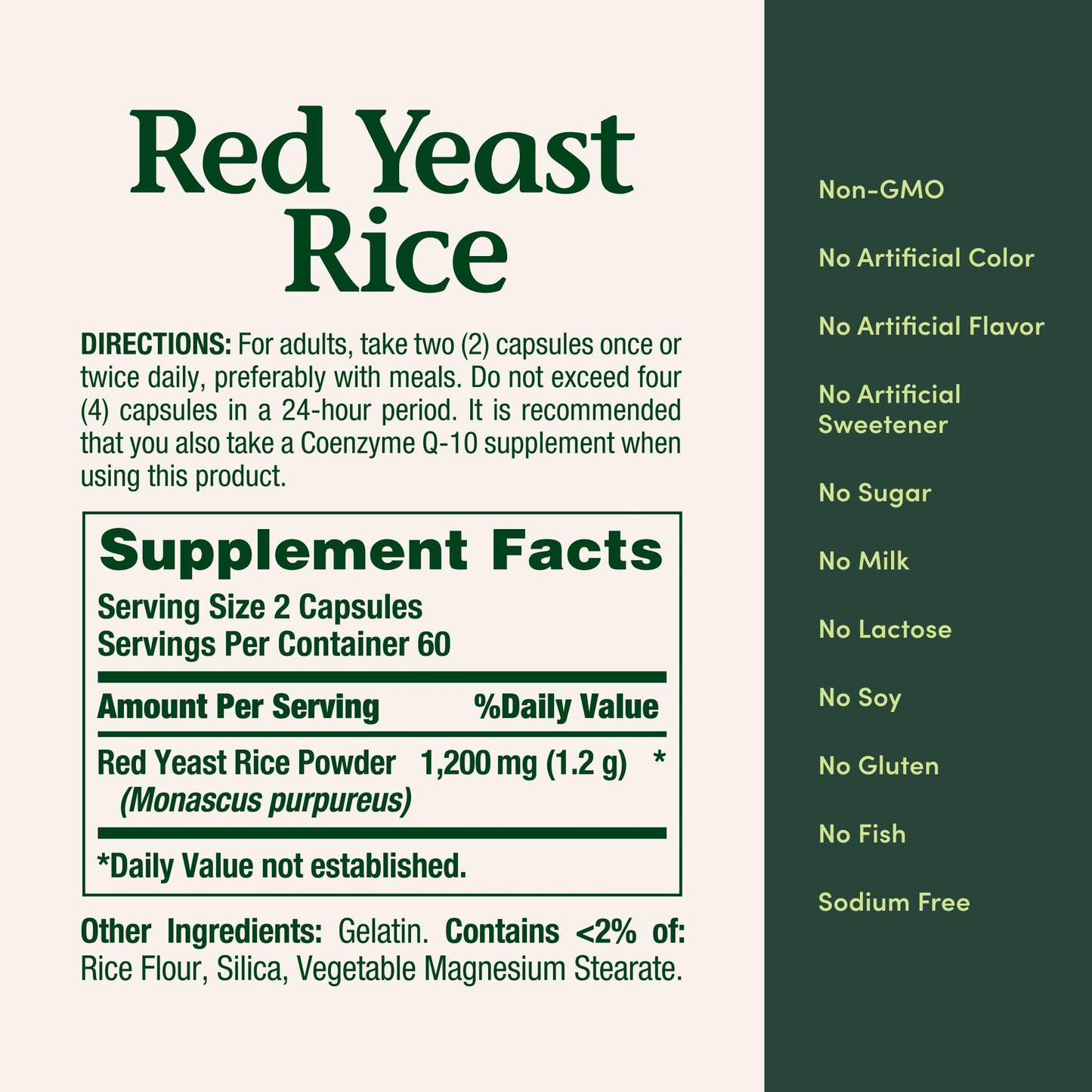 Nature's Bounty Red Yeast Rice Herbal Health Supplement Capsule, 120 Count