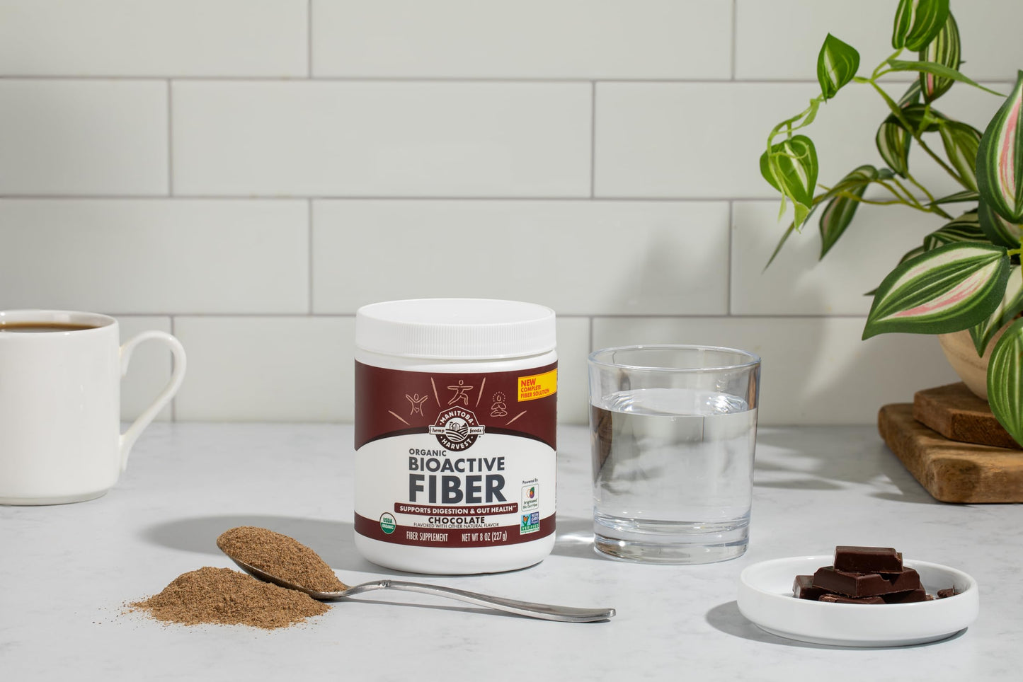 Manitoba Harvest Organic BioActive Fiber Supplement with 7g Fiber per Serving, Digestive Hemp & Psyllium Husk Powder, 8oz