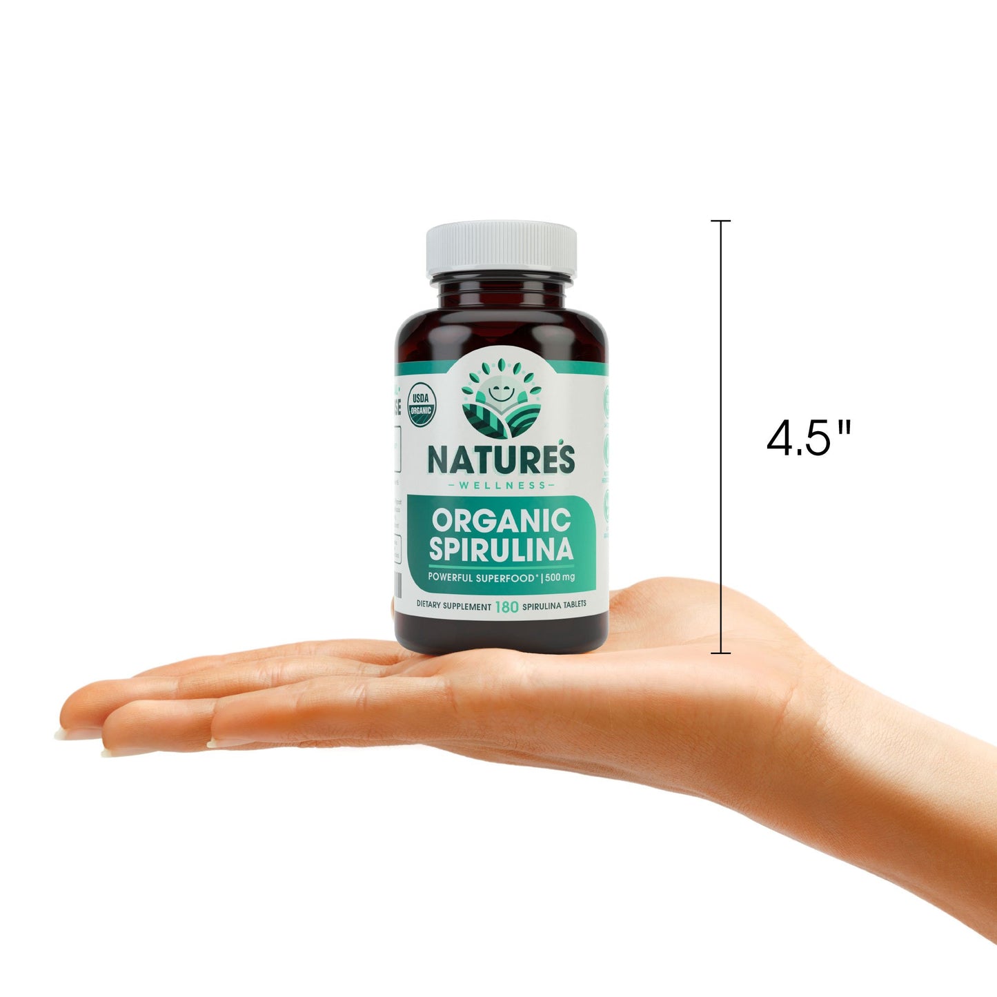 Natures Wellness USDA Organic Spirulina Tablets 180 Count