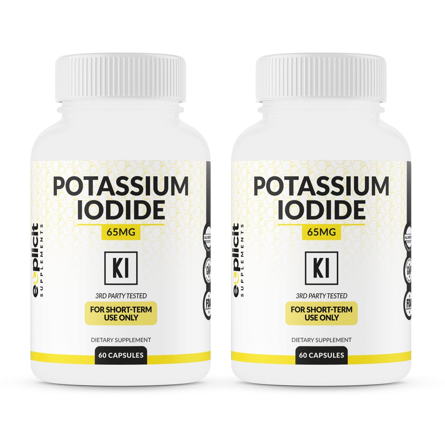 eXplicit Supplements Potassium Iodide Capsules 65mg Dose - Thyroid Support & Defense - KI Potassium Iodine Thyroid Support Vitamins, 120 Capsules