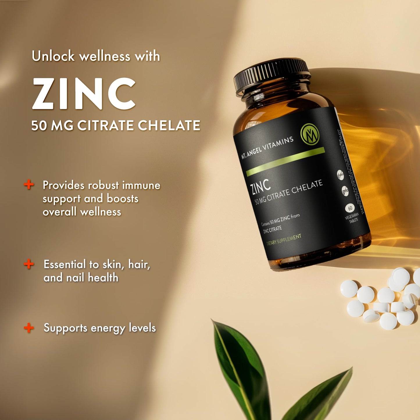 Mt. Angel Vitamins Zinc Citrate 50mg Tablet, 60 Count