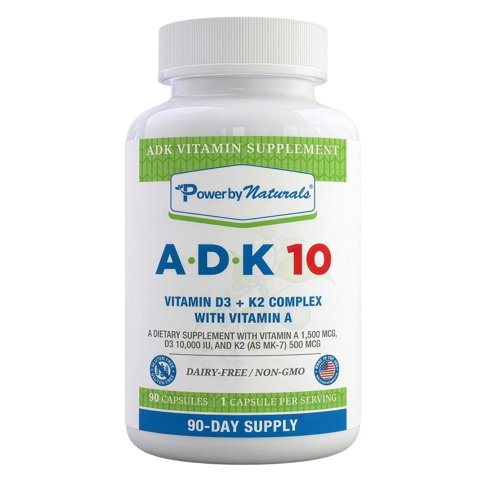 Power By Naturals ADK 10 Vitamin Supplement Capsules 90