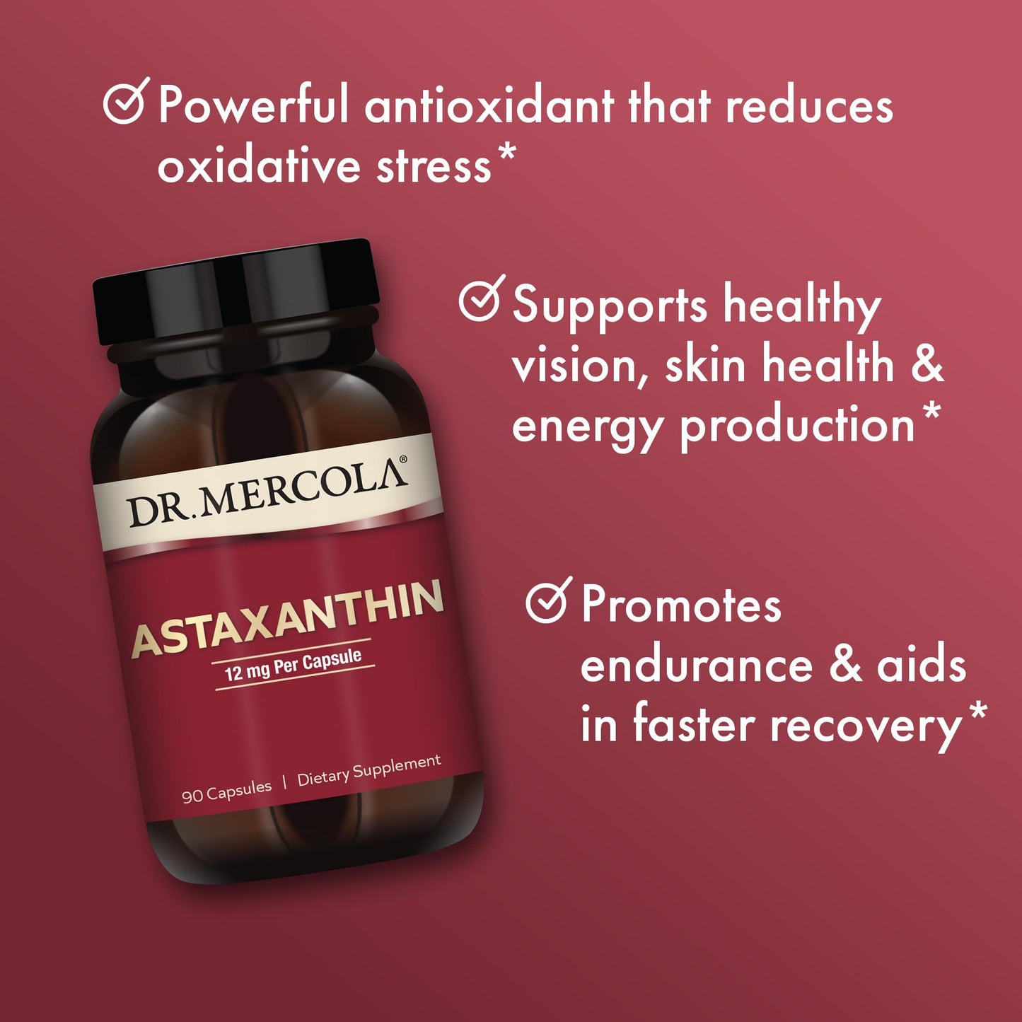 Dr. Mercola Organic Astaxanthin 12 mg Capsule, 90 Count