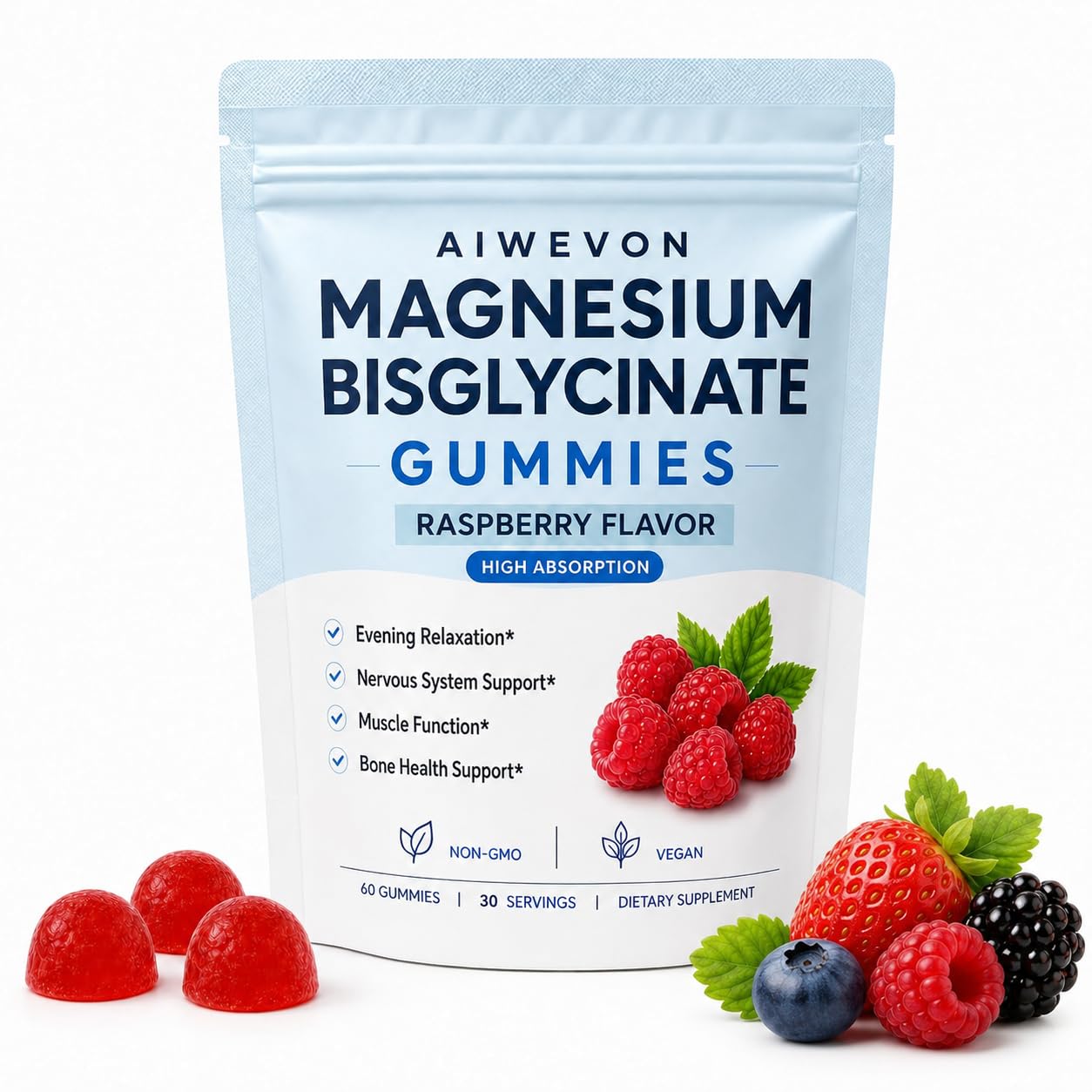 Aiwevon Magnesium Bisglycinate Gummies 400mg, 60 Gummies