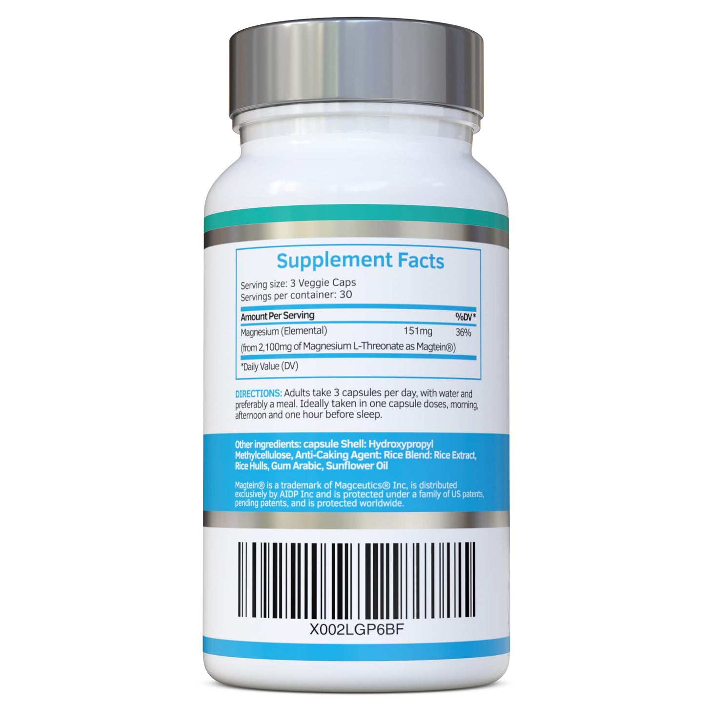 Swiss Bioenergetics Magtein Magnesium L-Threonate Capsule, 90 Count