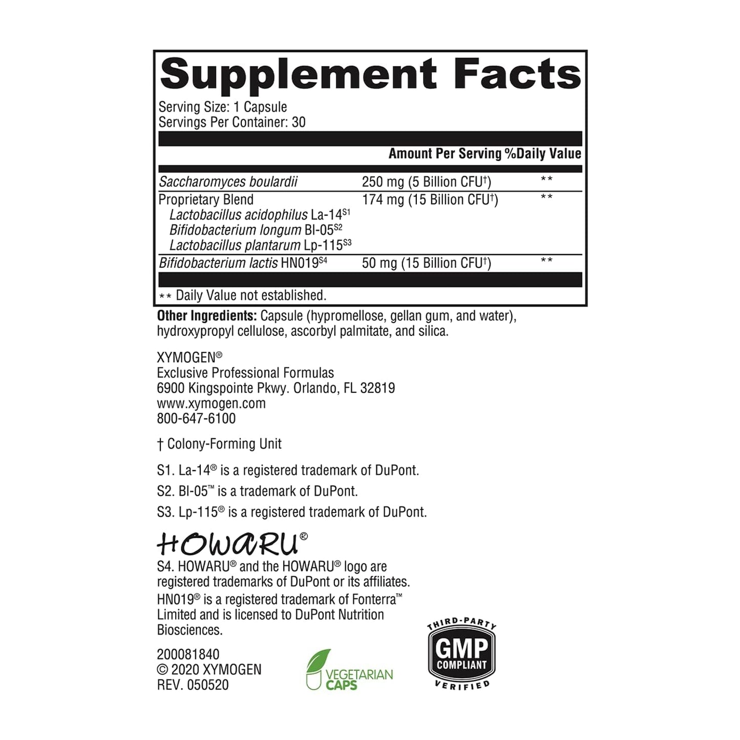 XYMOGEN ProbioMax Sb 35B Probiotic Supplement Capsules, 30 Count