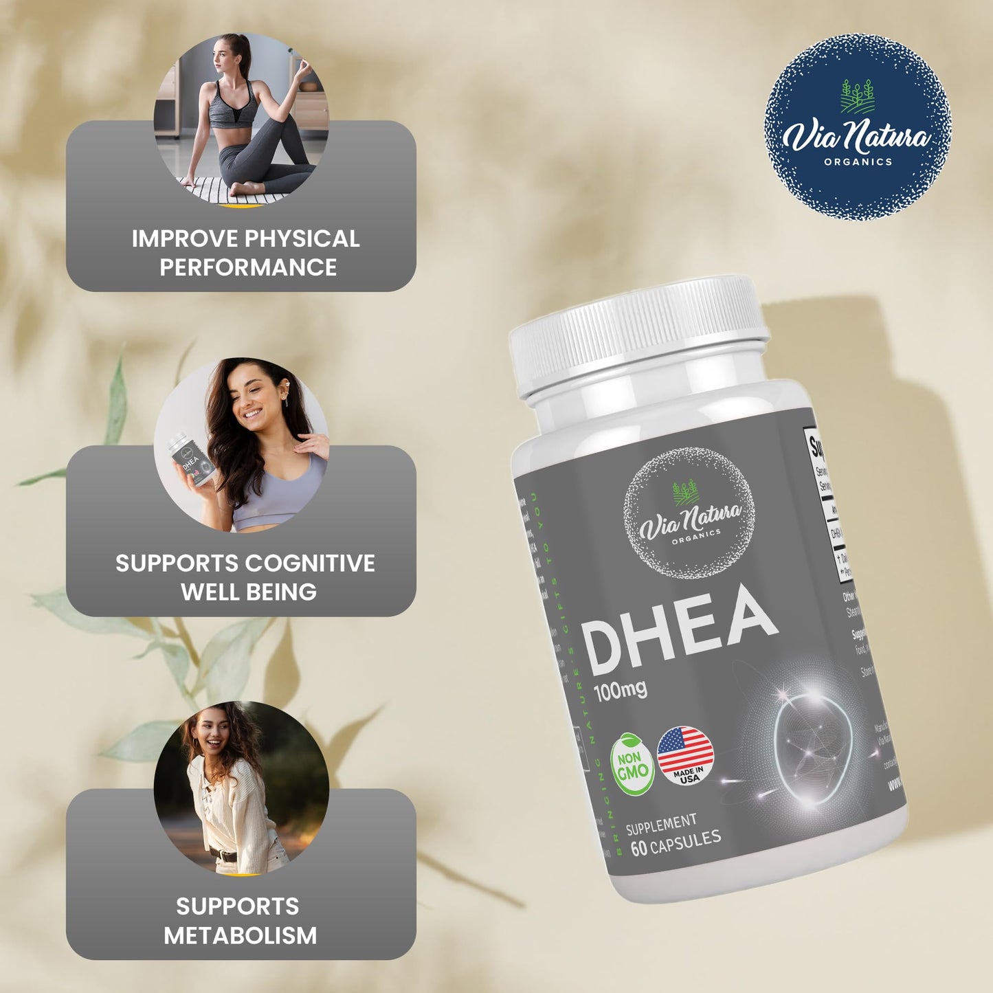 Via Natura Organics DHEA 100mg Capsule, 60 Capsules