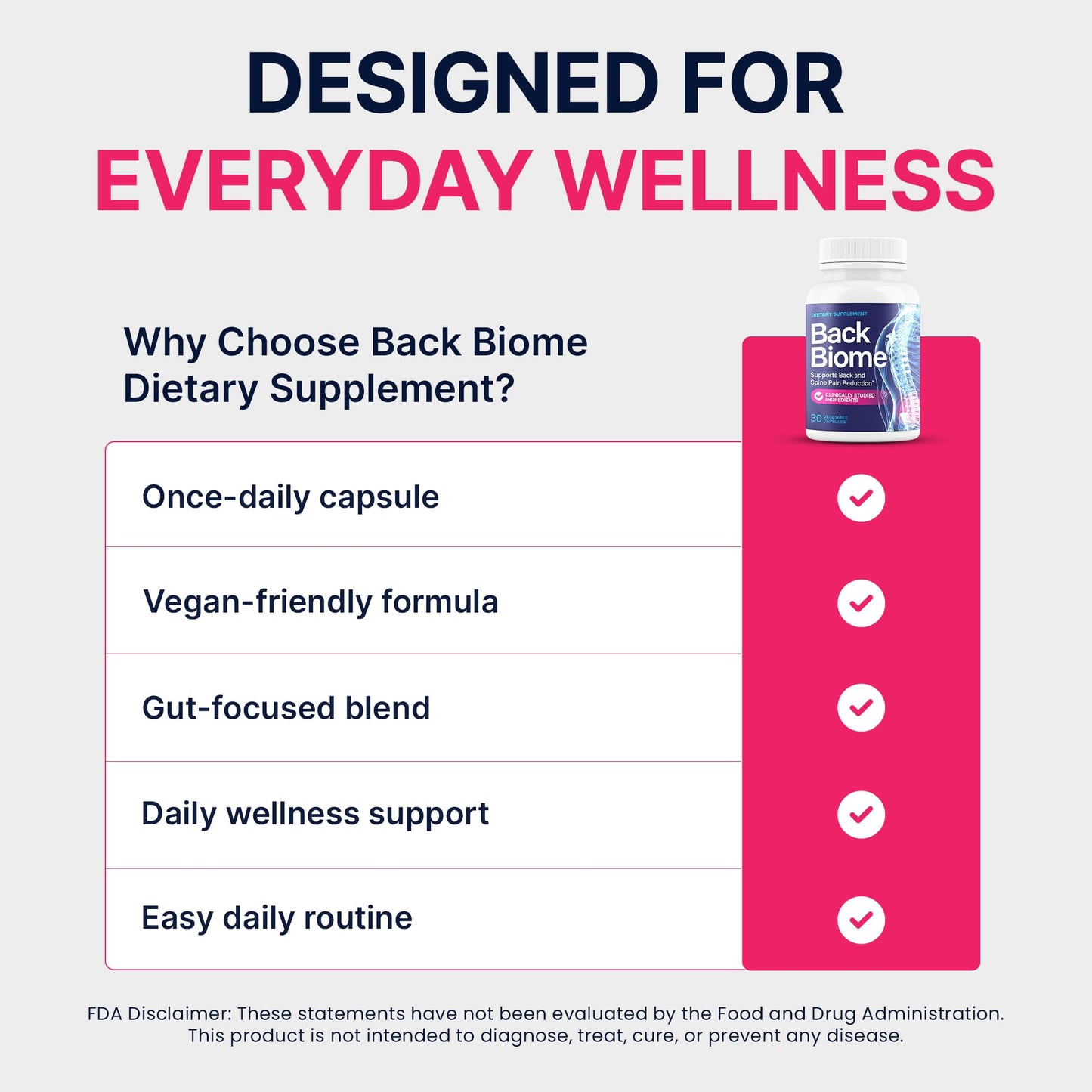 BackBiome 7-Strain Probiotic - Gut & Back Support 1 Capsule