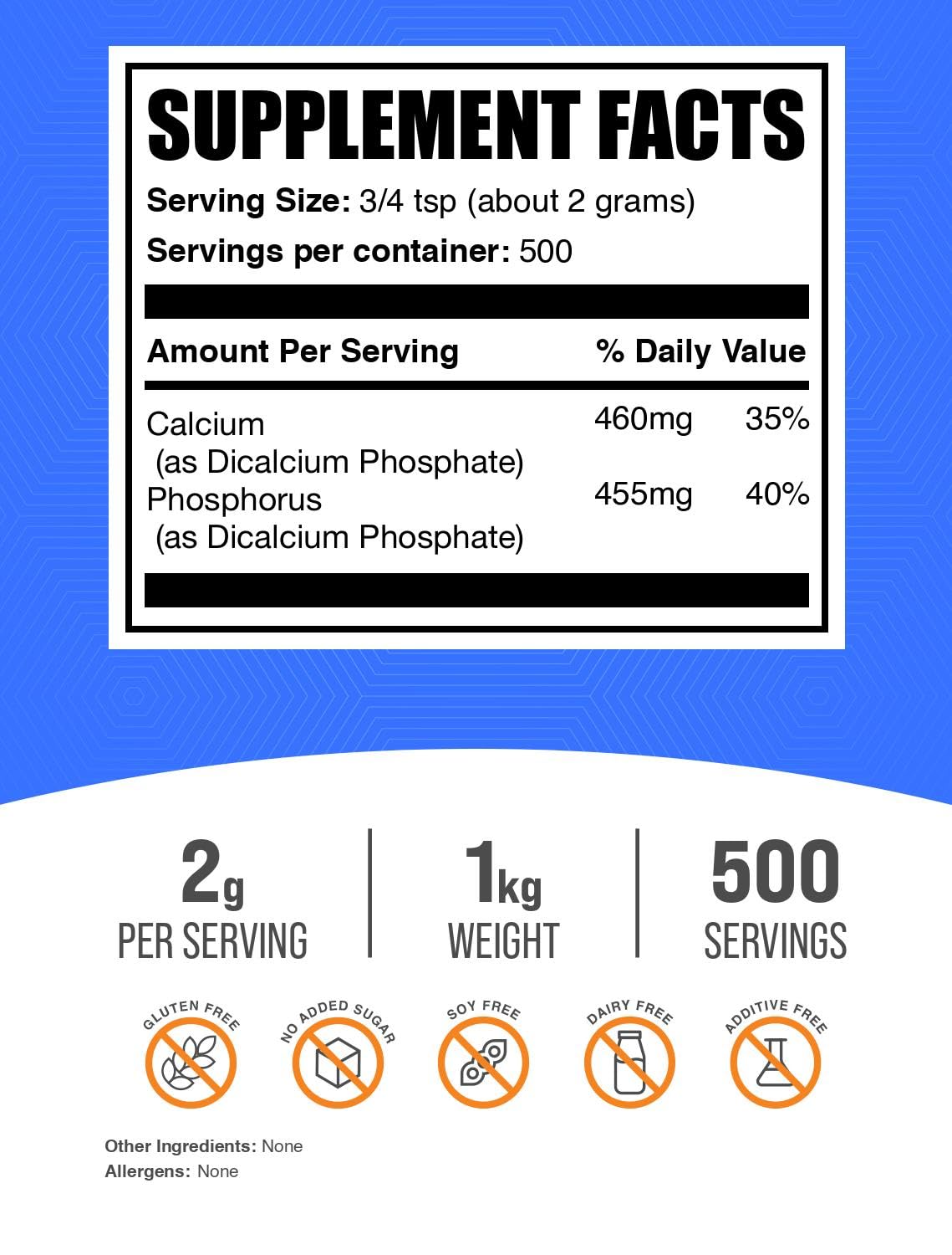 BulkSupplements Dicalcium Phosphate Powder 35.27 Ounce