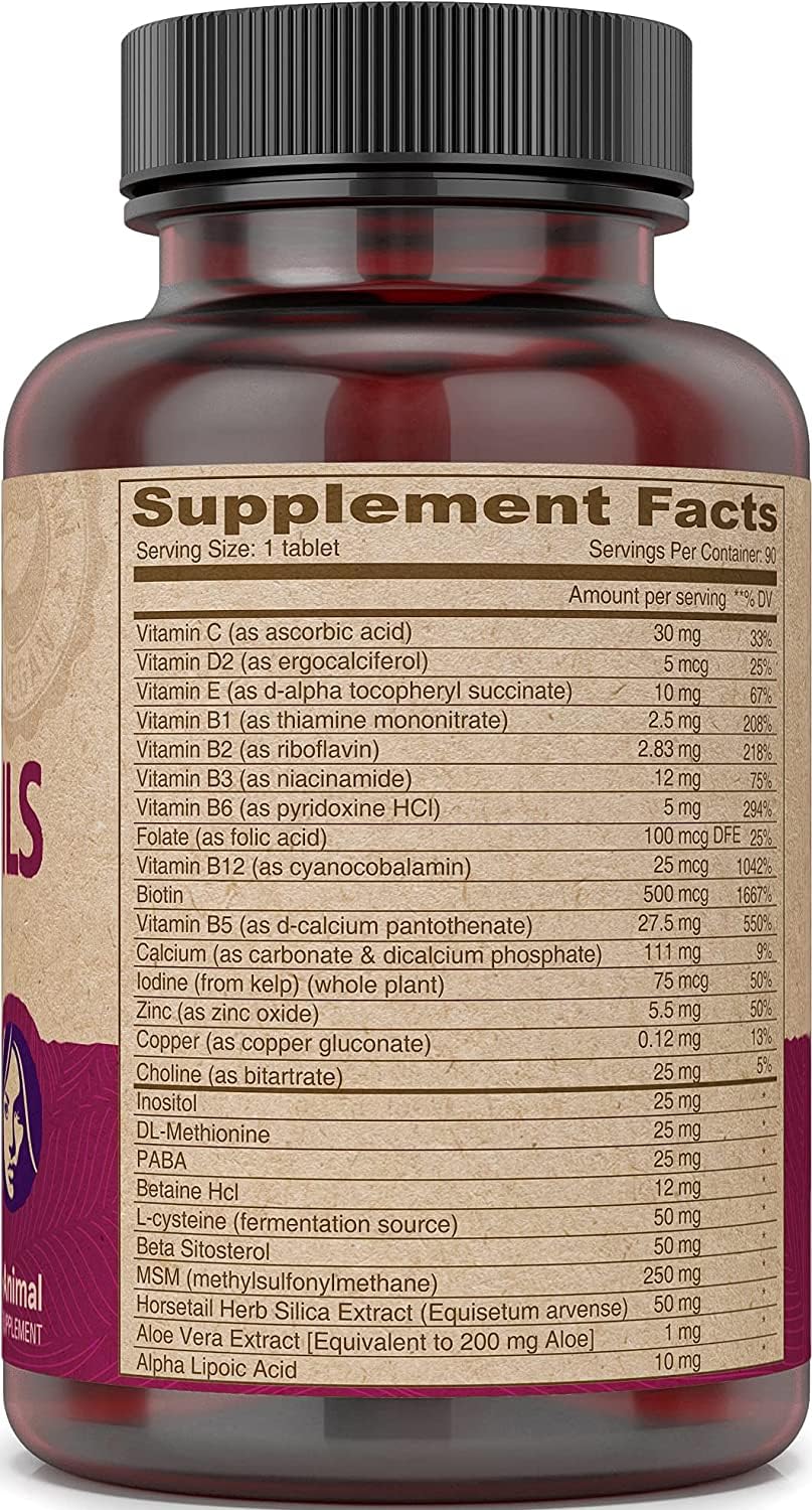 DEVA Vegan Hair, Nails & Skin Vitamins & Minerals with Biotin Tablets, 90
