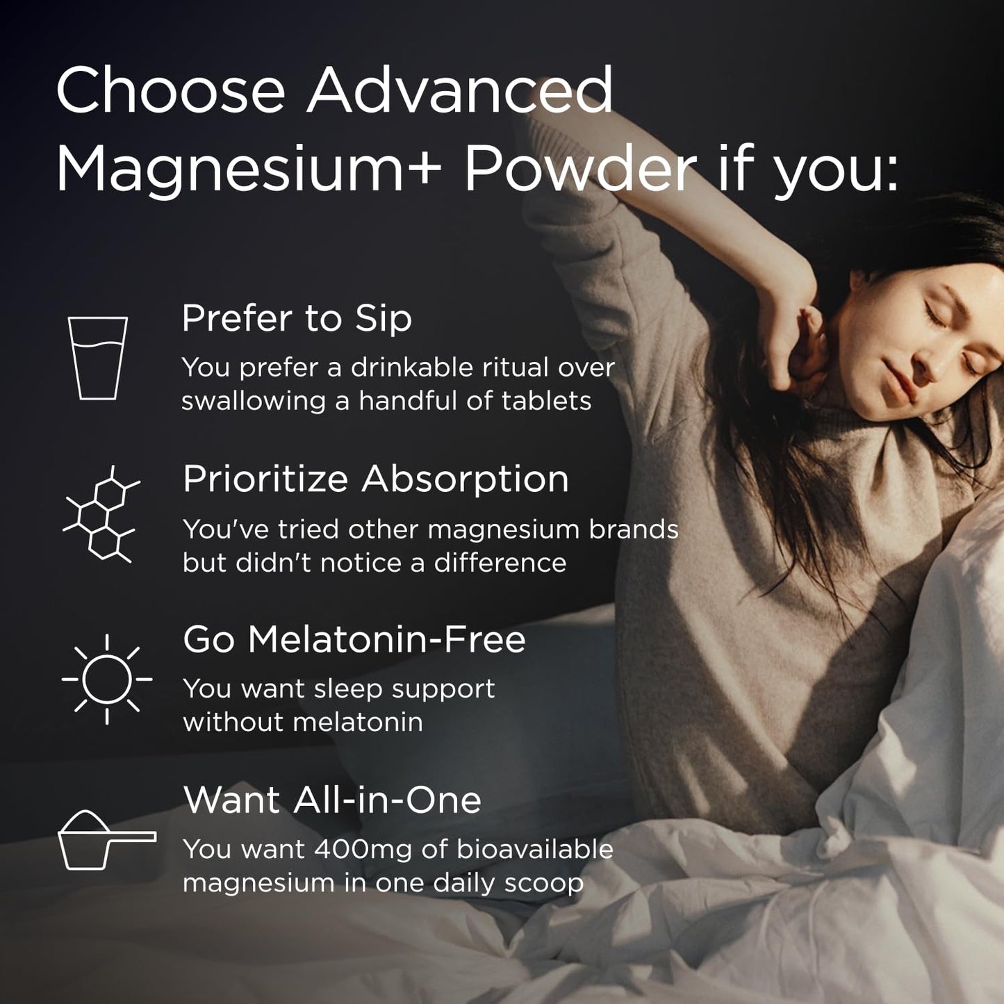 JSHealth Magnesium Supplement for Sleep 400mg Triple-Form Glycinate, Citrate, Amino Acid Chelate Tablets, 60 Tablets