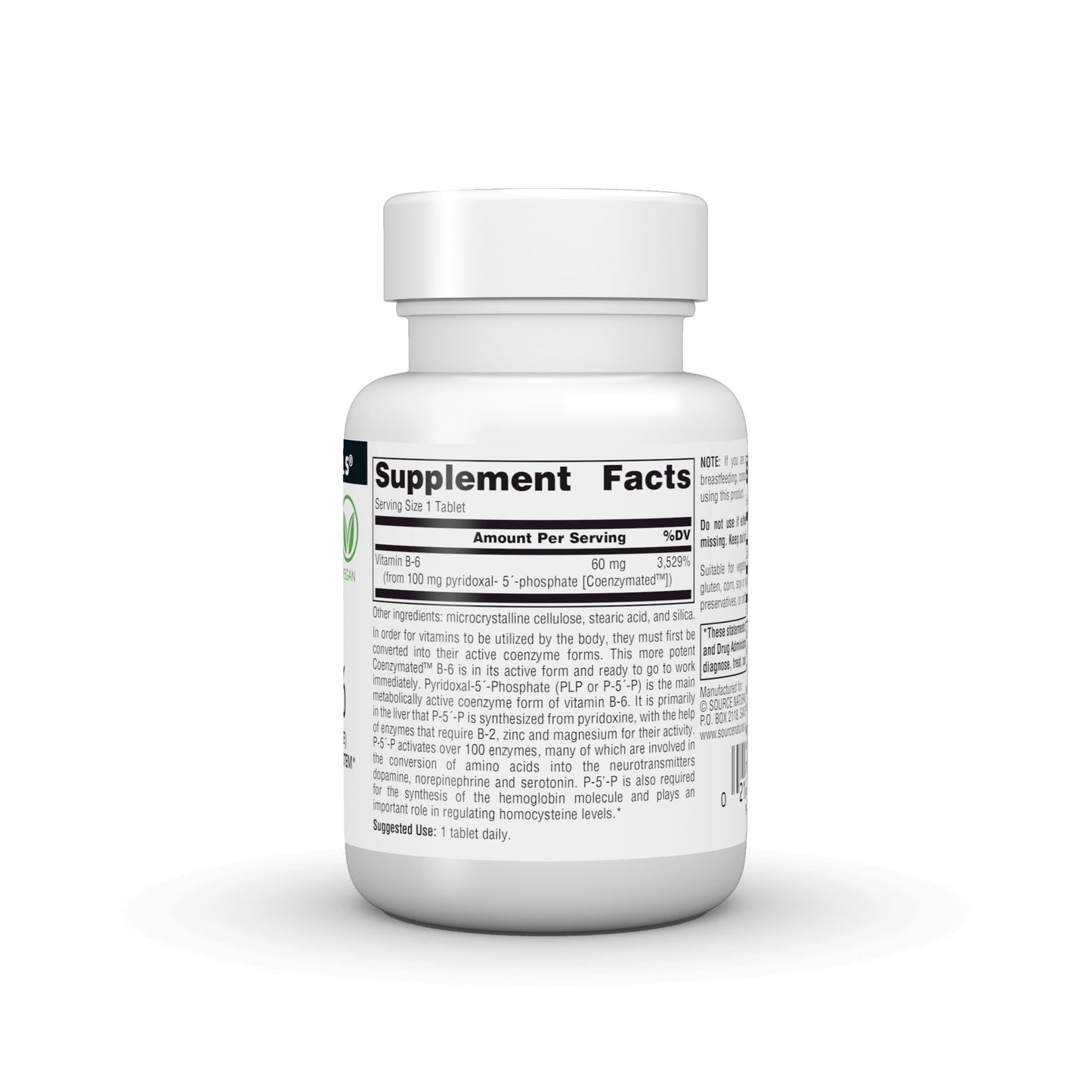 Source Naturals Coenzymated B-6, P-5´-P (Pyridoxal-5'-Phosphate) 100 mg Tablet, 30 Tablets