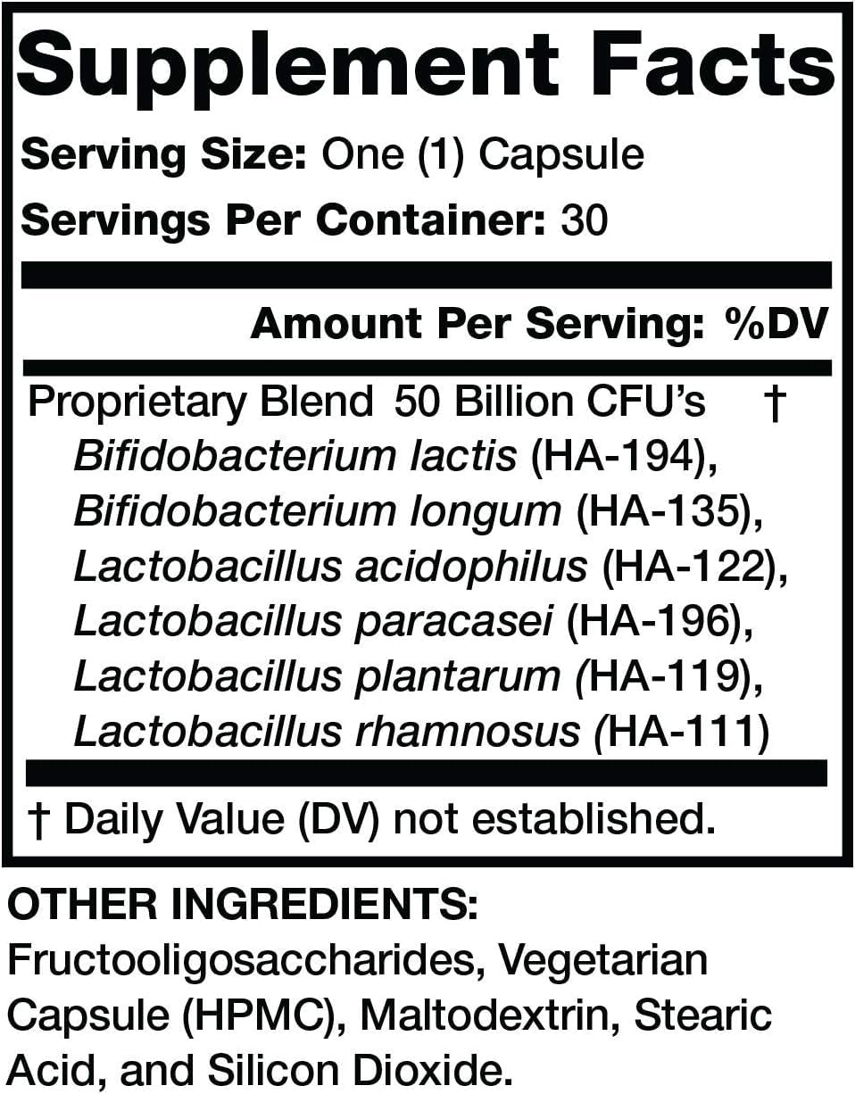 Olympian Labs Extra Strength Complete Prebiotic and Probiotic Supplement - 50 Billion Live Shelf Stable Cultures, 30 Capsules