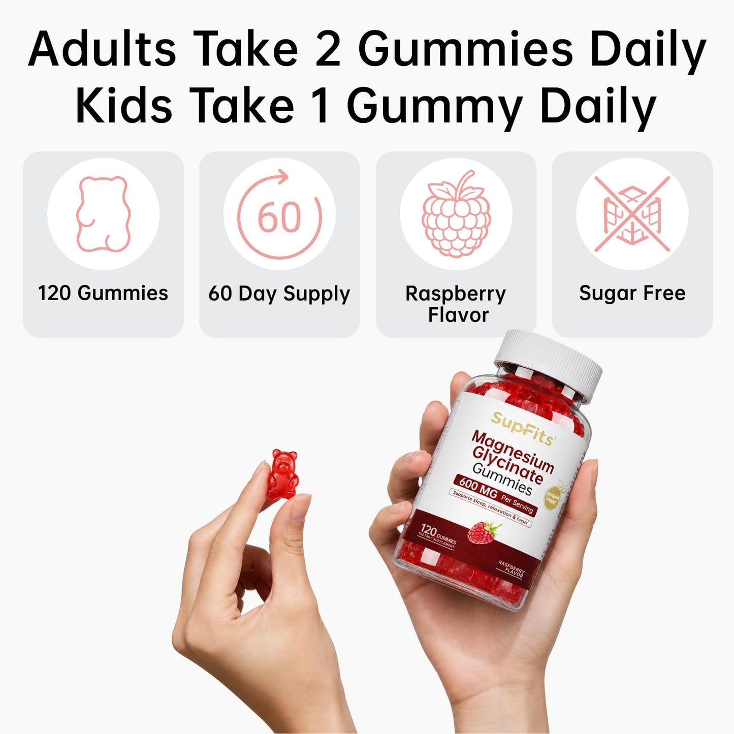 Supfits Magnesium Glycinate Gummies 600mg, 120 Count