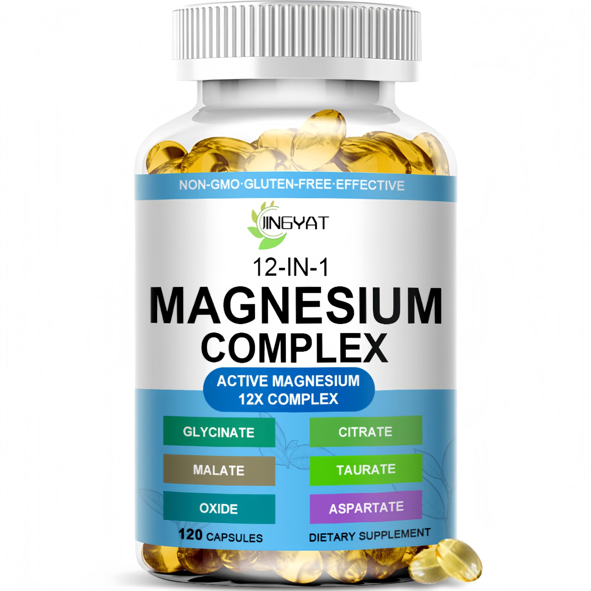 JINGYAT Magnesium Complex Softgels 12-in-1 Magnesium Supplement, 120 Count