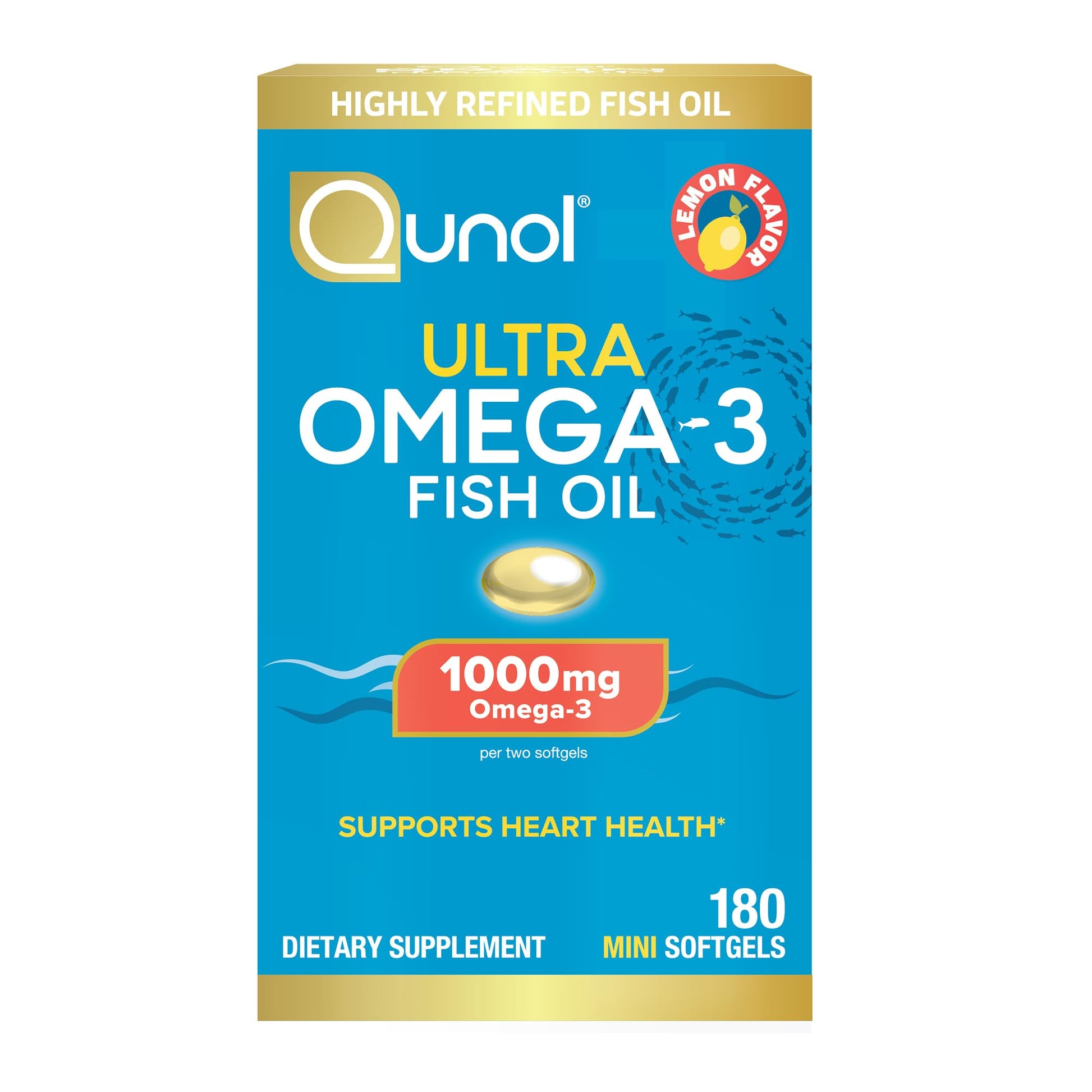 Qunol Fish Oil Omega-3 Mini Softgels 180 Count