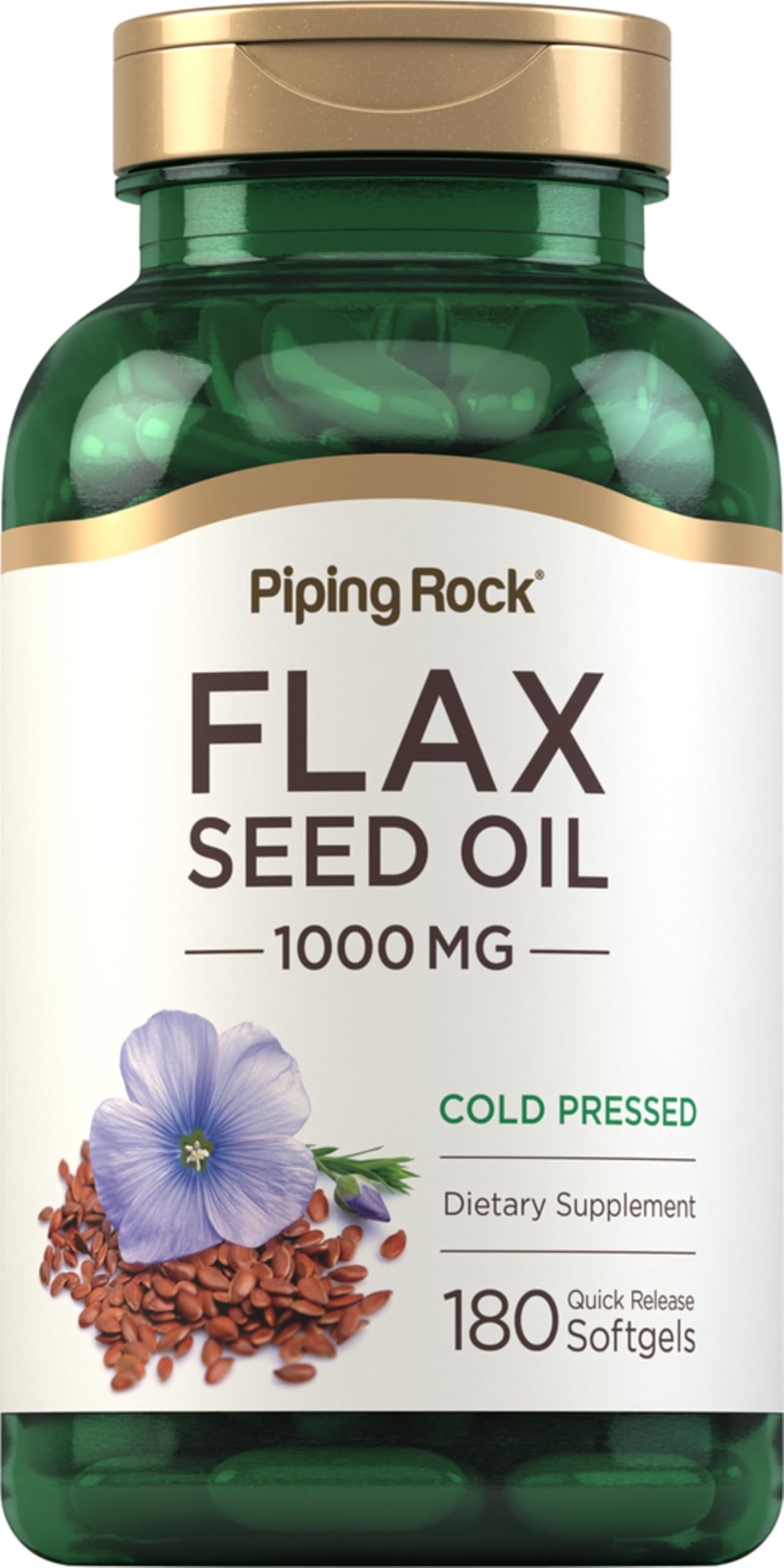 Piping Rock Flaxseed Oil 1000mg Softgel Capsules 180 Count