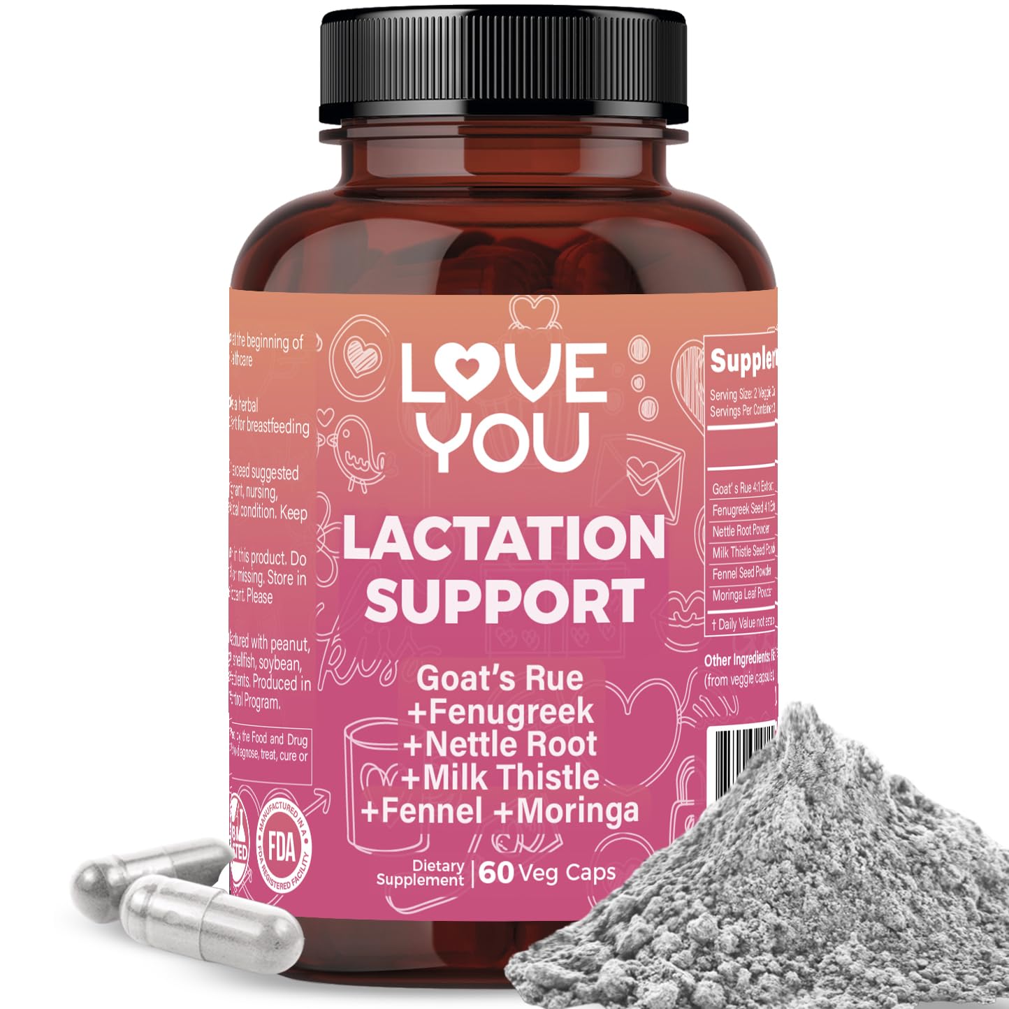 Love You Lactation Support for Breastfeeding Moms Capsules, 60 Count