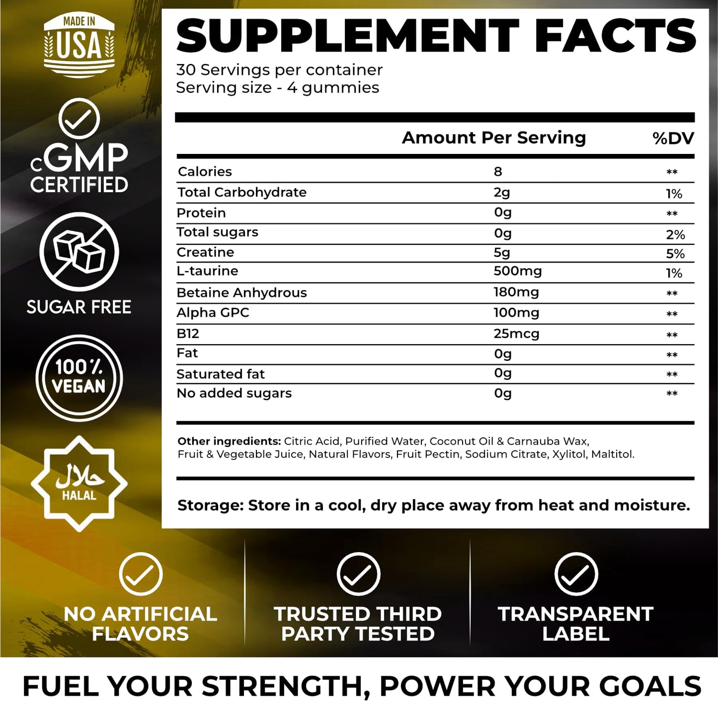 Novure 5000mg Creatine Monohydrate Gummies, 120 Gummies