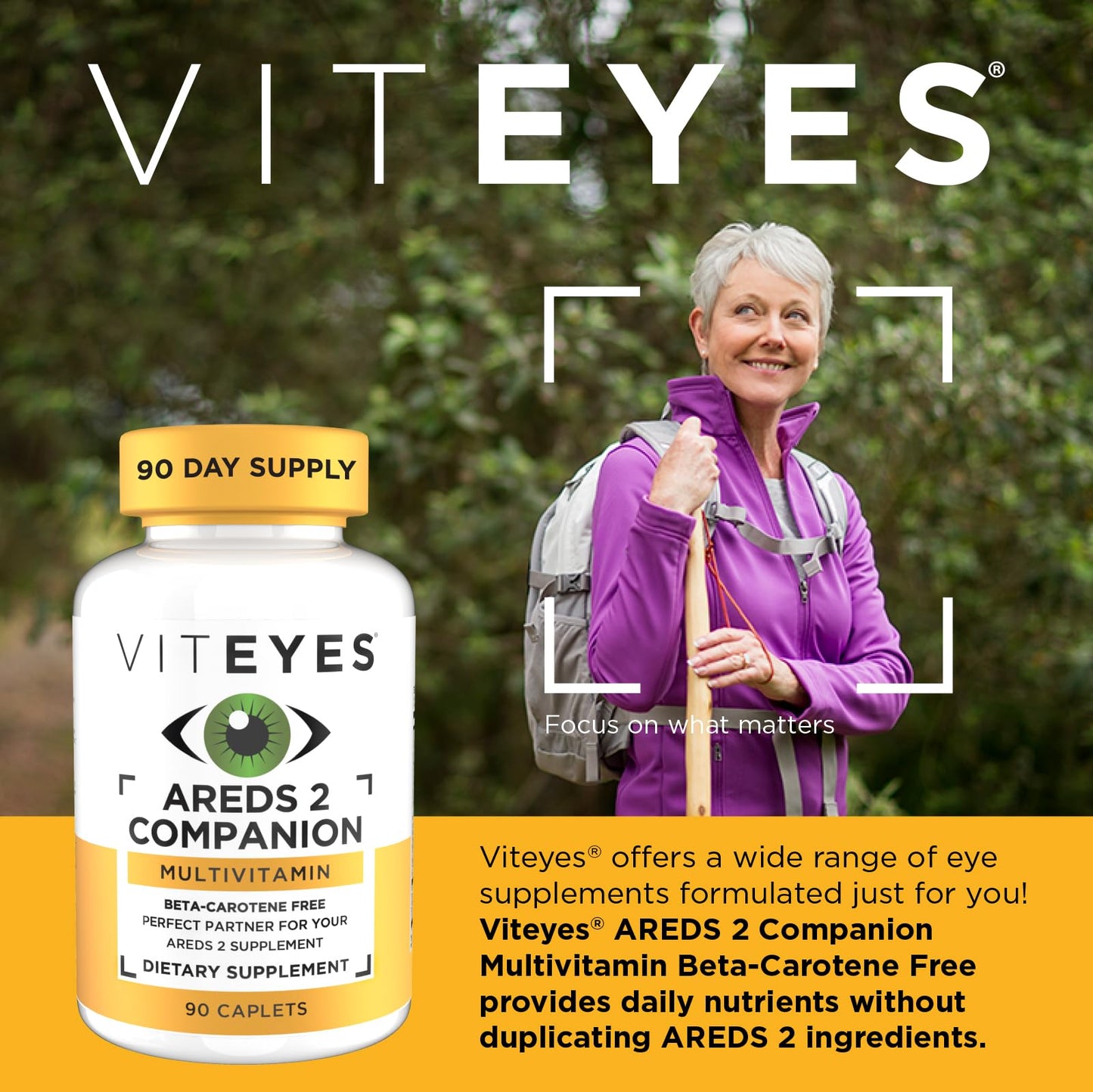 Viteyes Classic AREDS 2 Companion Beta-Carotene Free Multivitamin Supplement Caplets 90