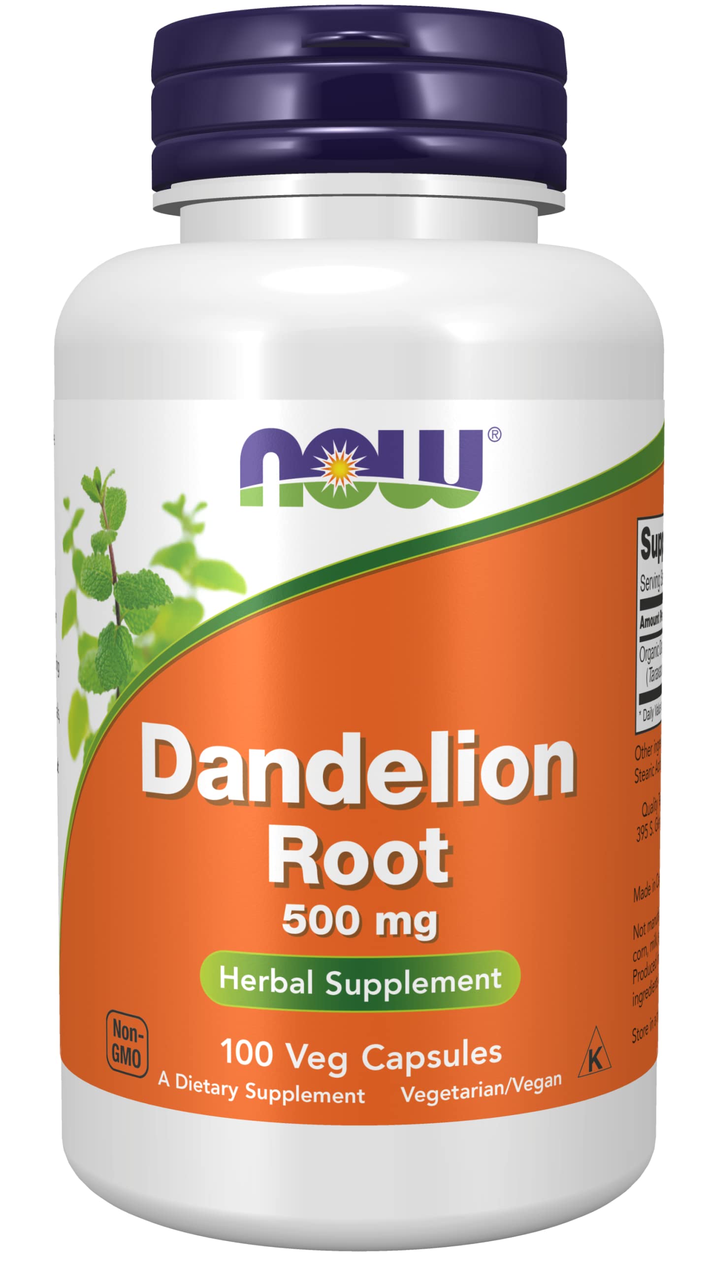 NOW Foods Dandelion Root 500 mg Capsule, 2 Count