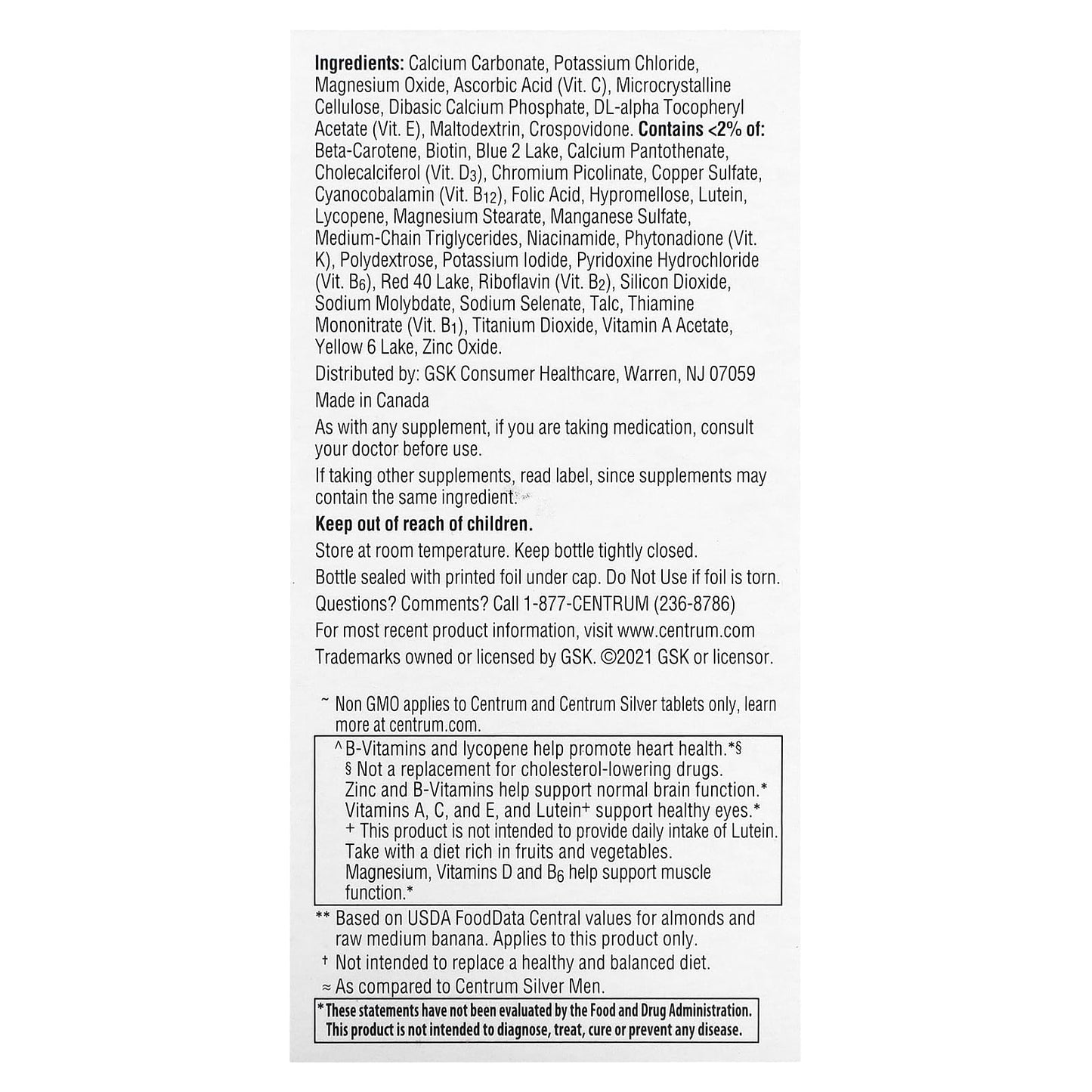 Centrum Minis Silver Multivitamin for Men 50 Plus Multimineral Supplement Vitamin D3 B and Zinc Non-GMO Tablets, 160 Count